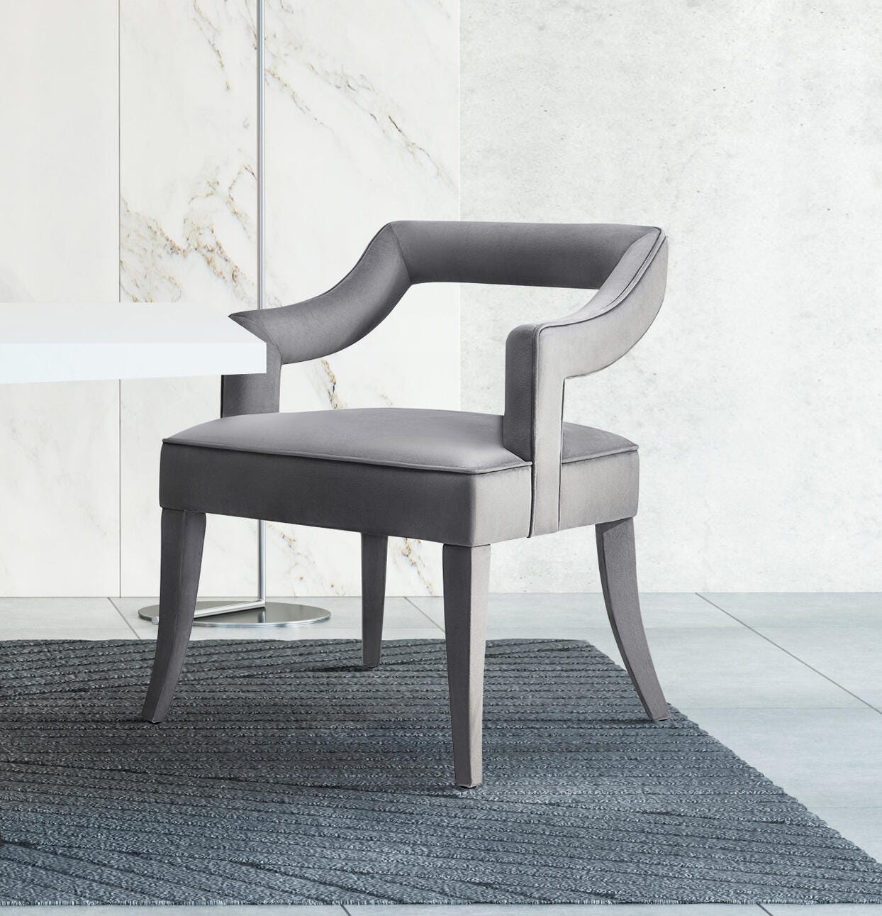 TOV Furniture Tiffany Tiffany Gray Velvet Chair, Gray, large