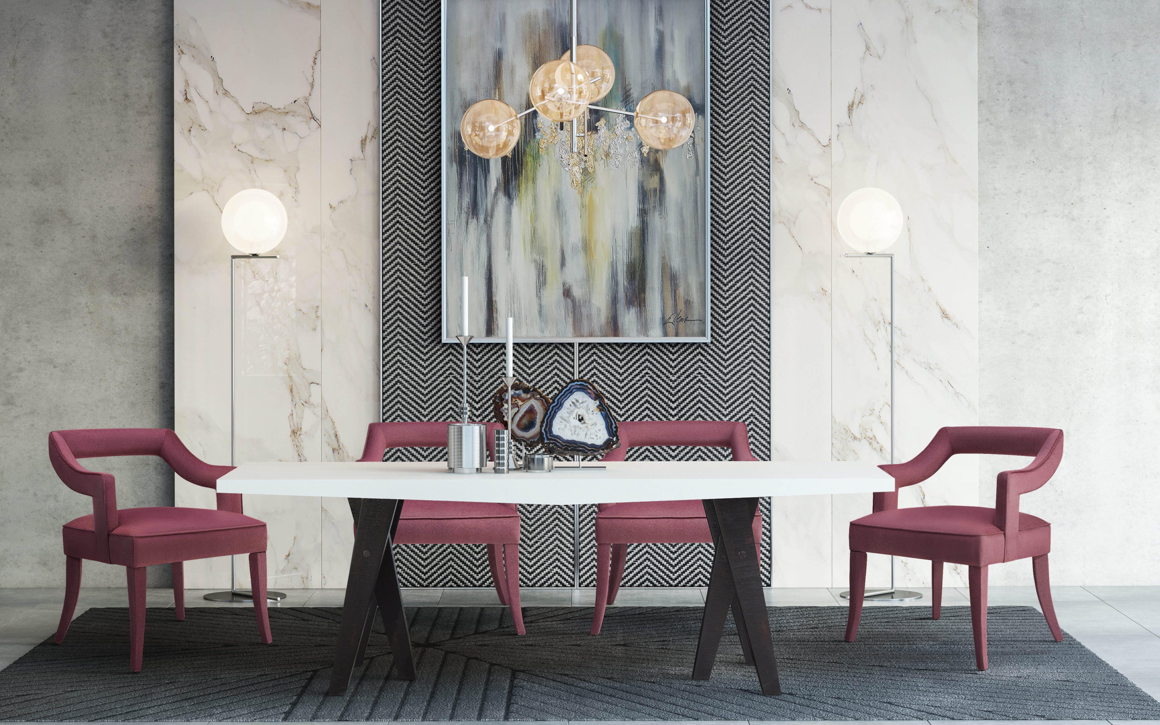 Tiffany Tiffany Pink Slub Velvet Chair, Pink, rollover