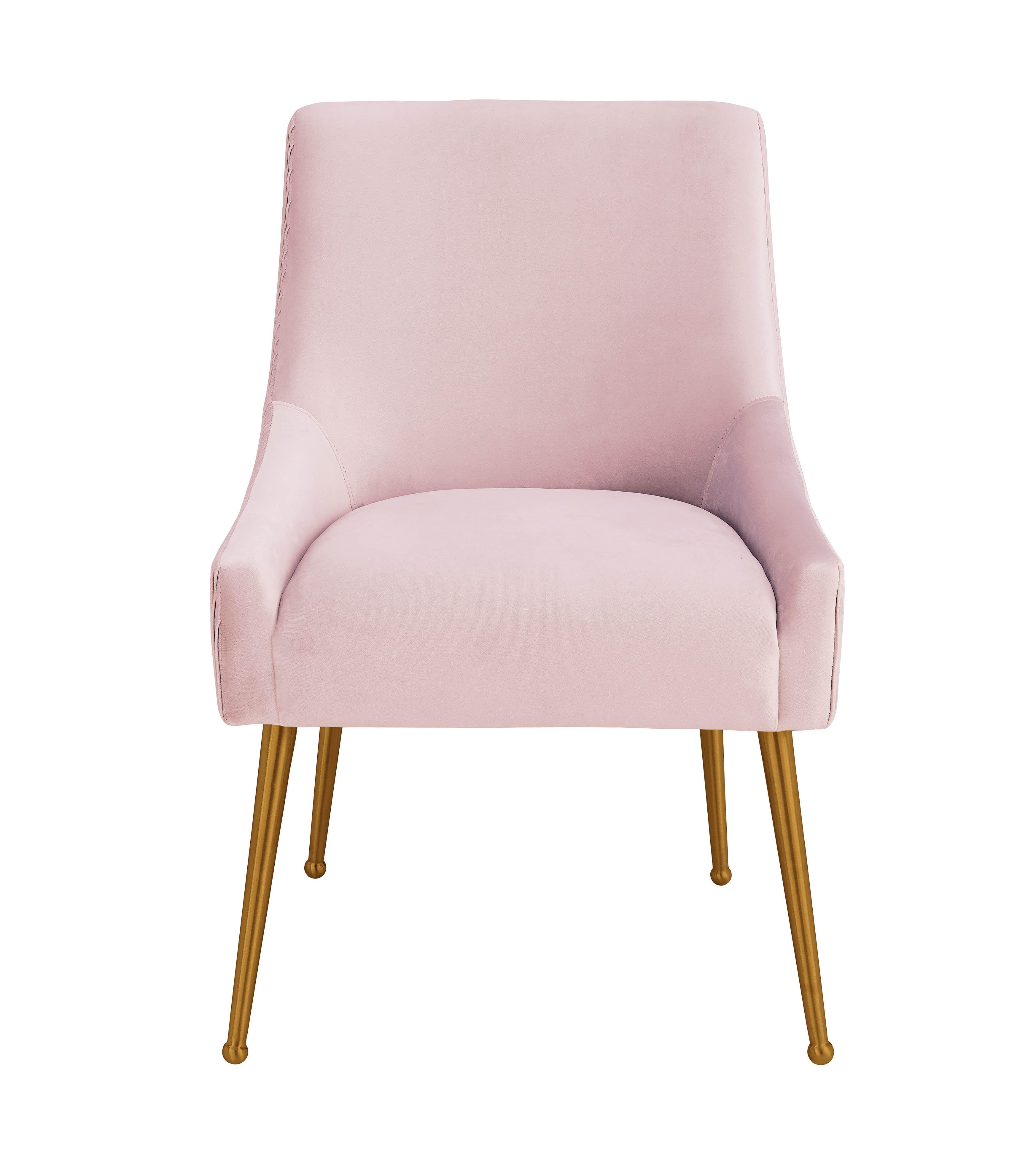 Beatrix Beatrix Pleated Blush Velvet Side Chair, Pink/Gold, large