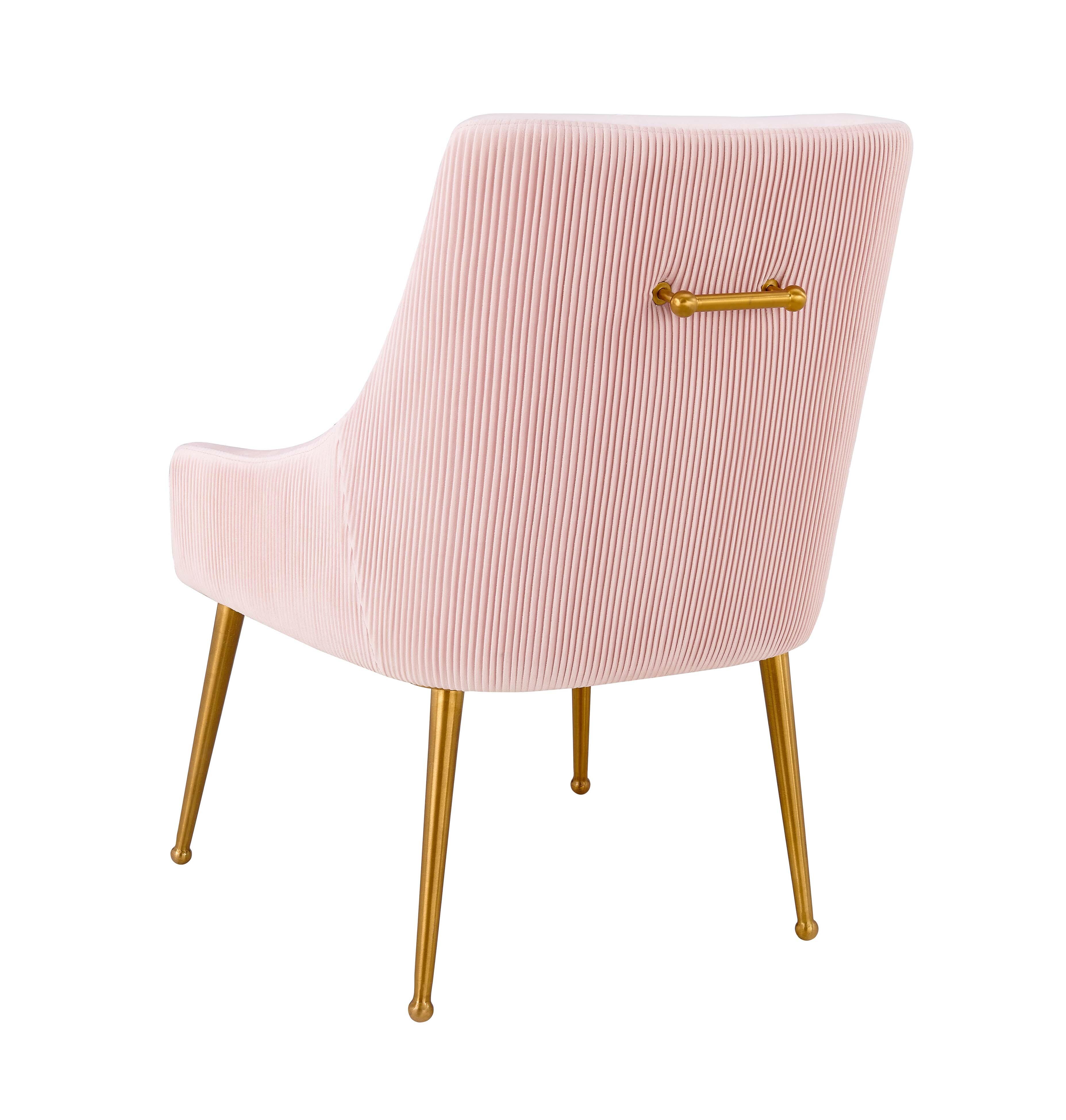 Beatrix Beatrix Pleated Blush Velvet Side Chair, Pink/Gold, large