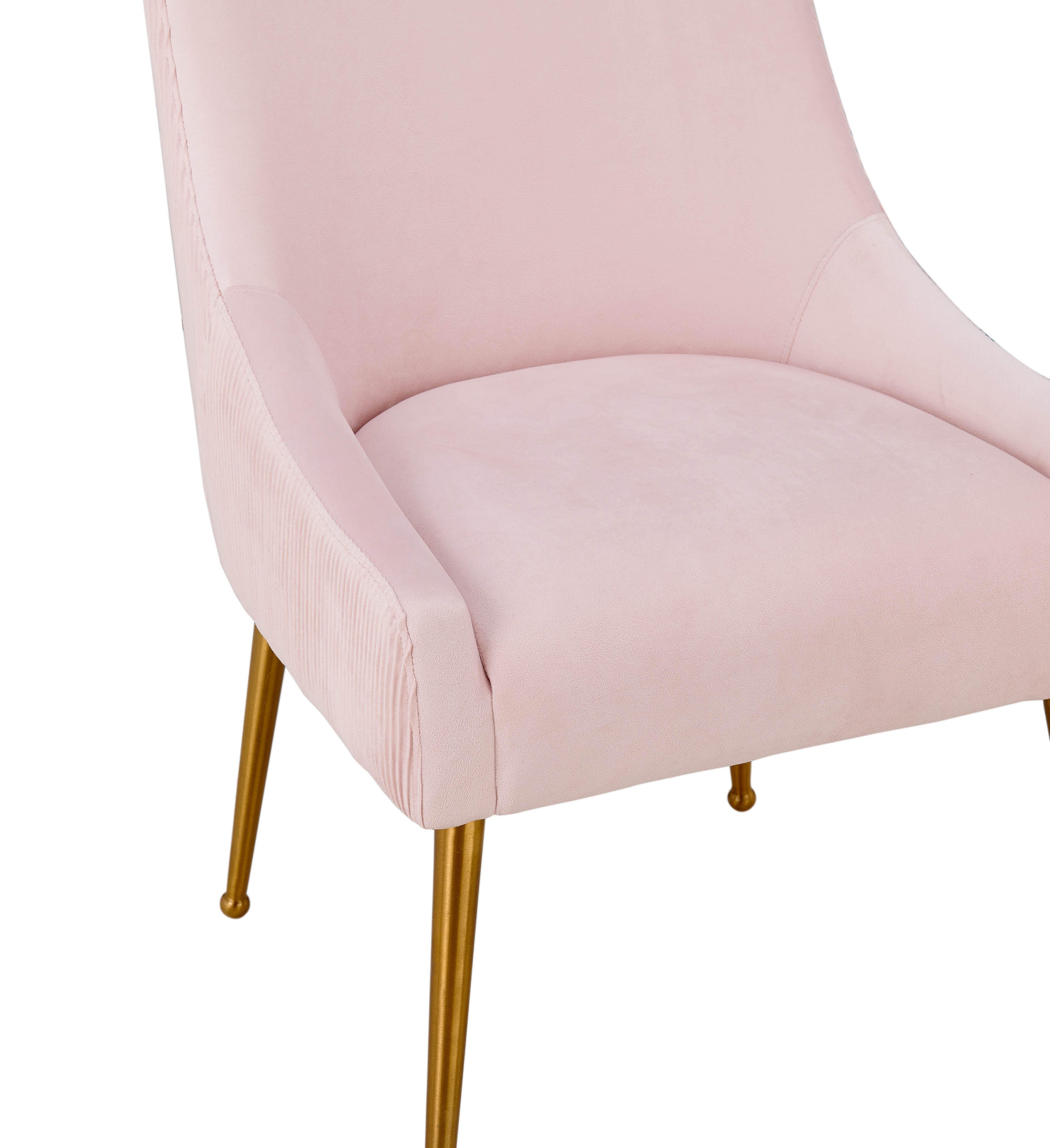 Beatrix Beatrix Pleated Blush Velvet Side Chair, Pink/Gold, large