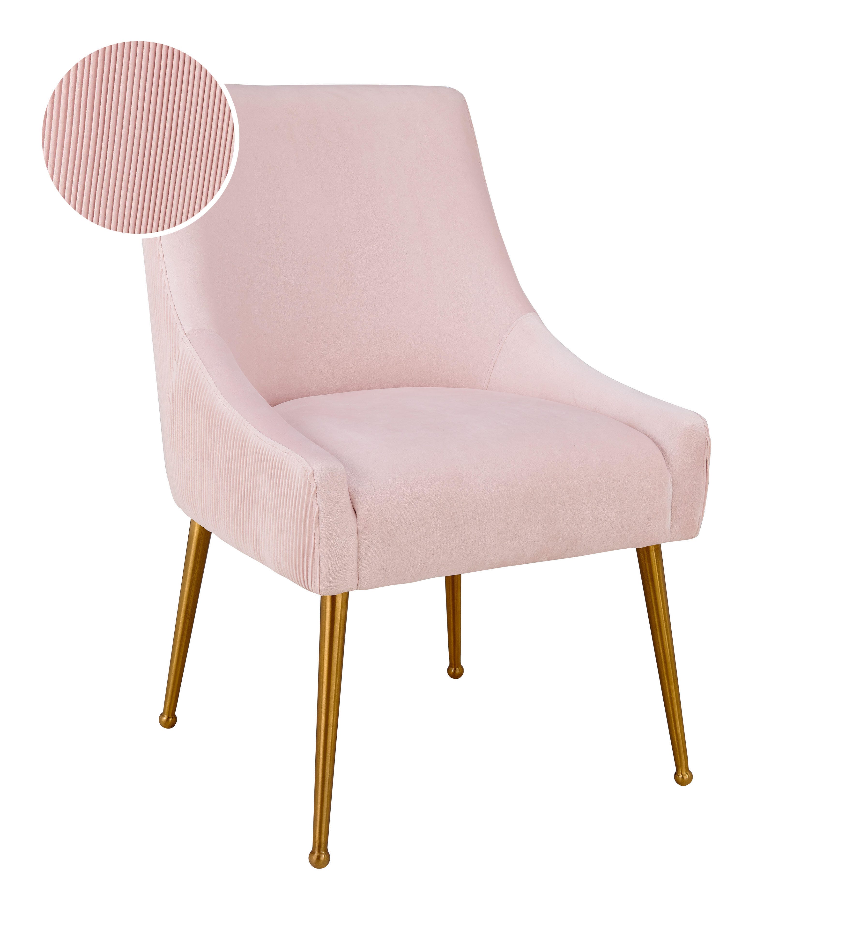 Beatrix Beatrix Pleated Blush Velvet Side Chair, Pink/Gold, large