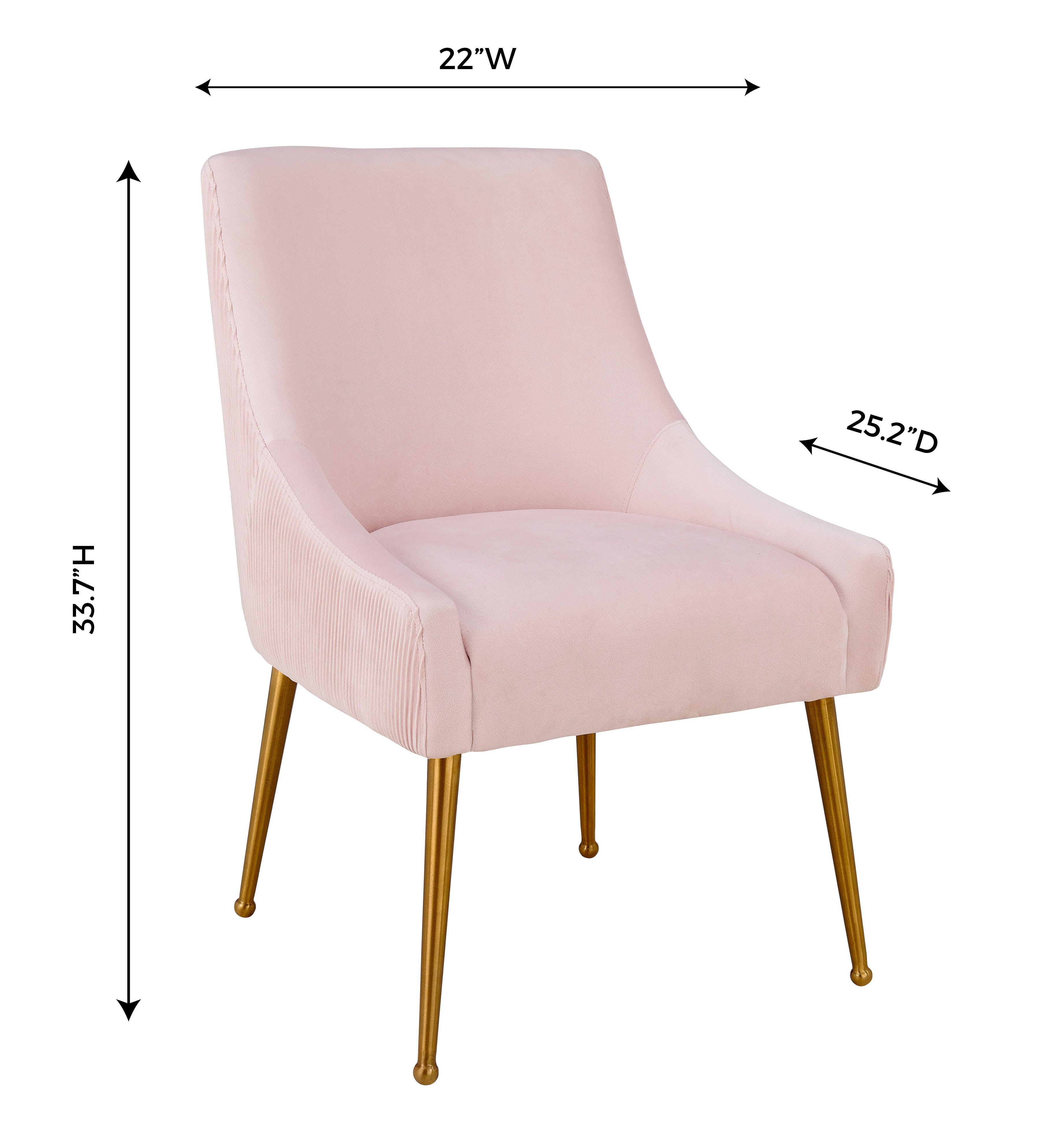 Beatrix Beatrix Pleated Blush Velvet Side Chair, Pink/Gold, large