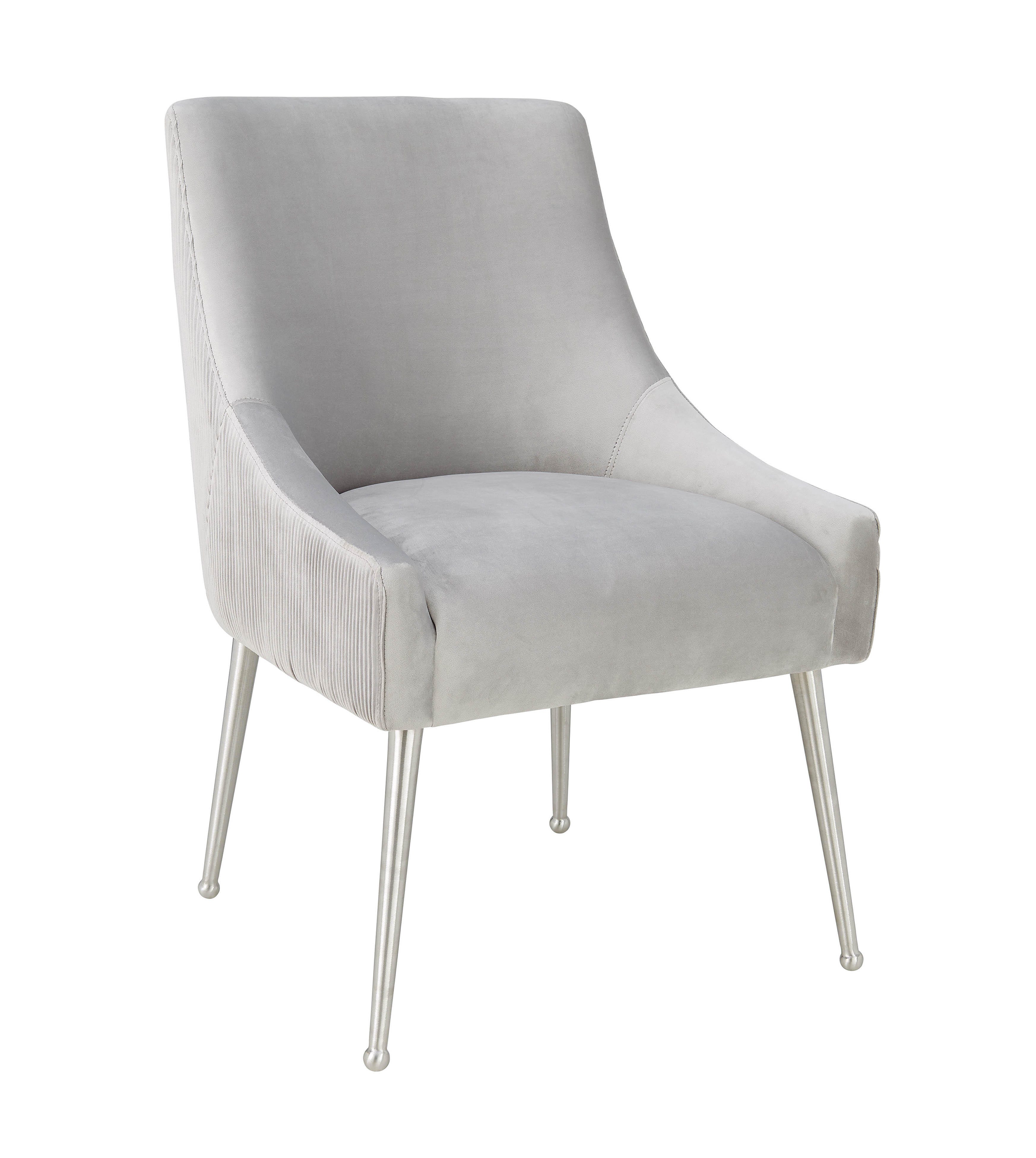 Beatrix Pleated Back Side Chair, Gray/Silver