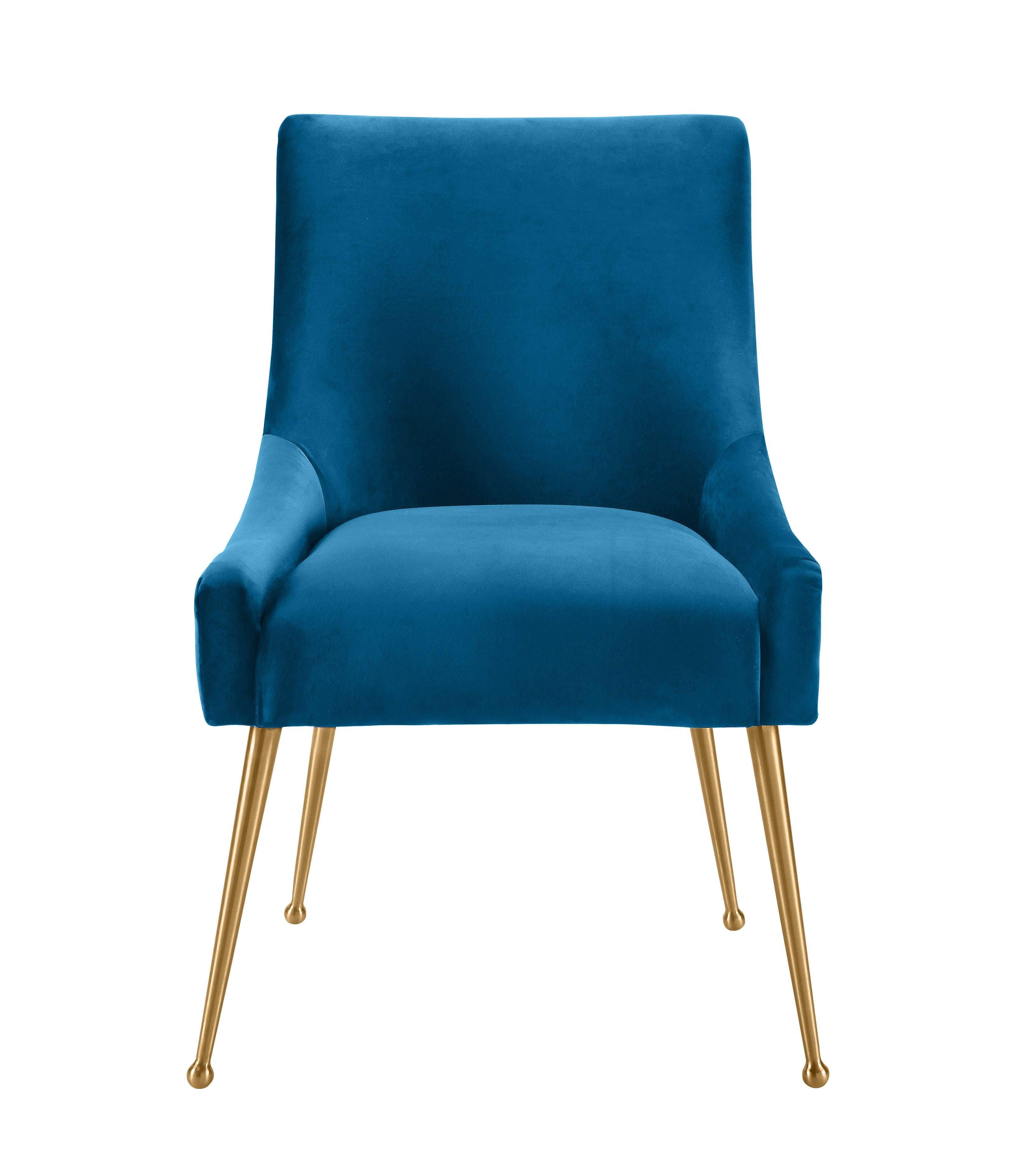 TOV Furniture Beatrix Beatrix Pleated Navy Velvet Side Chair, Blue/Gold, large