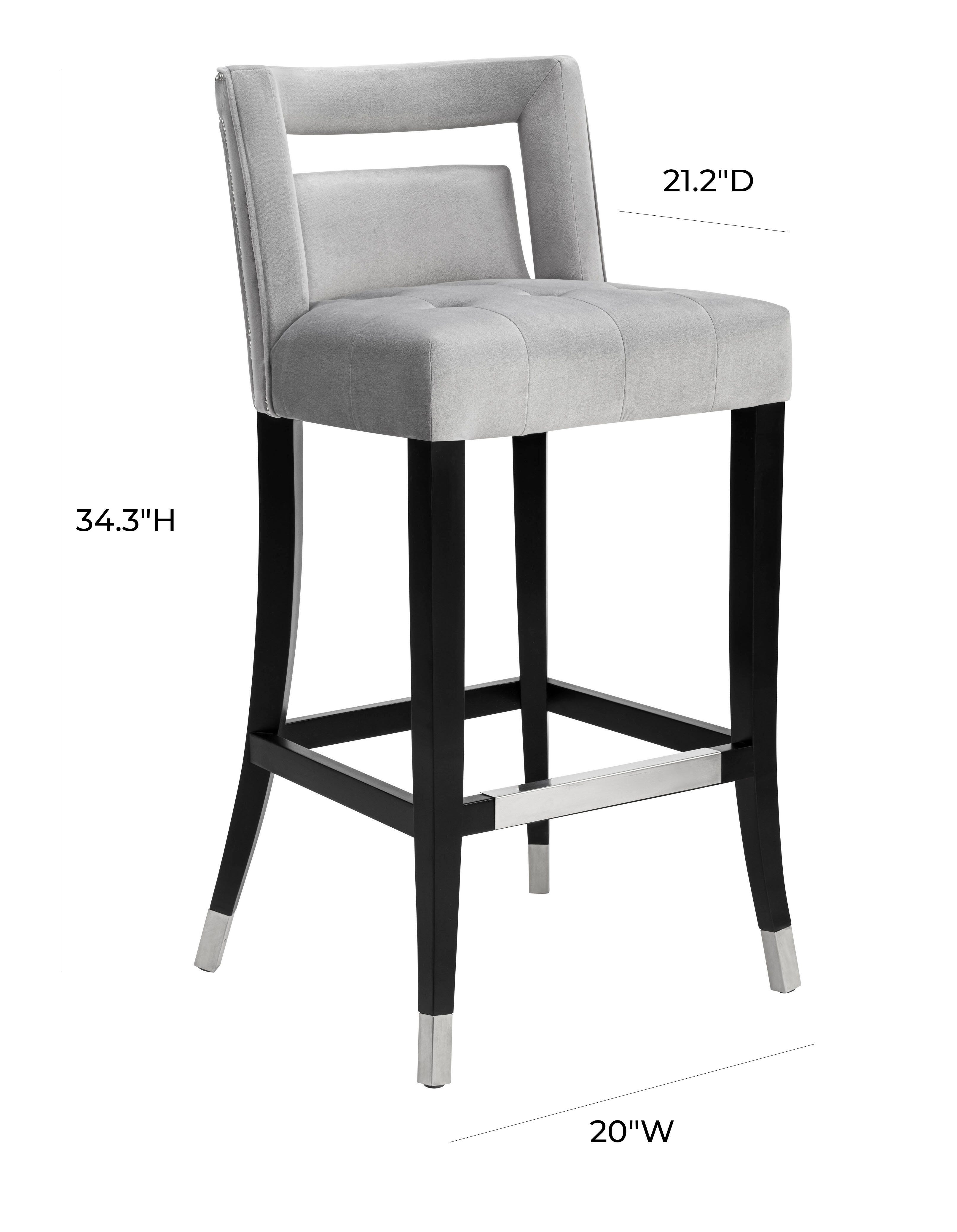 Hart Hart Grey Velvet Counter Stool, Gray/Black, large