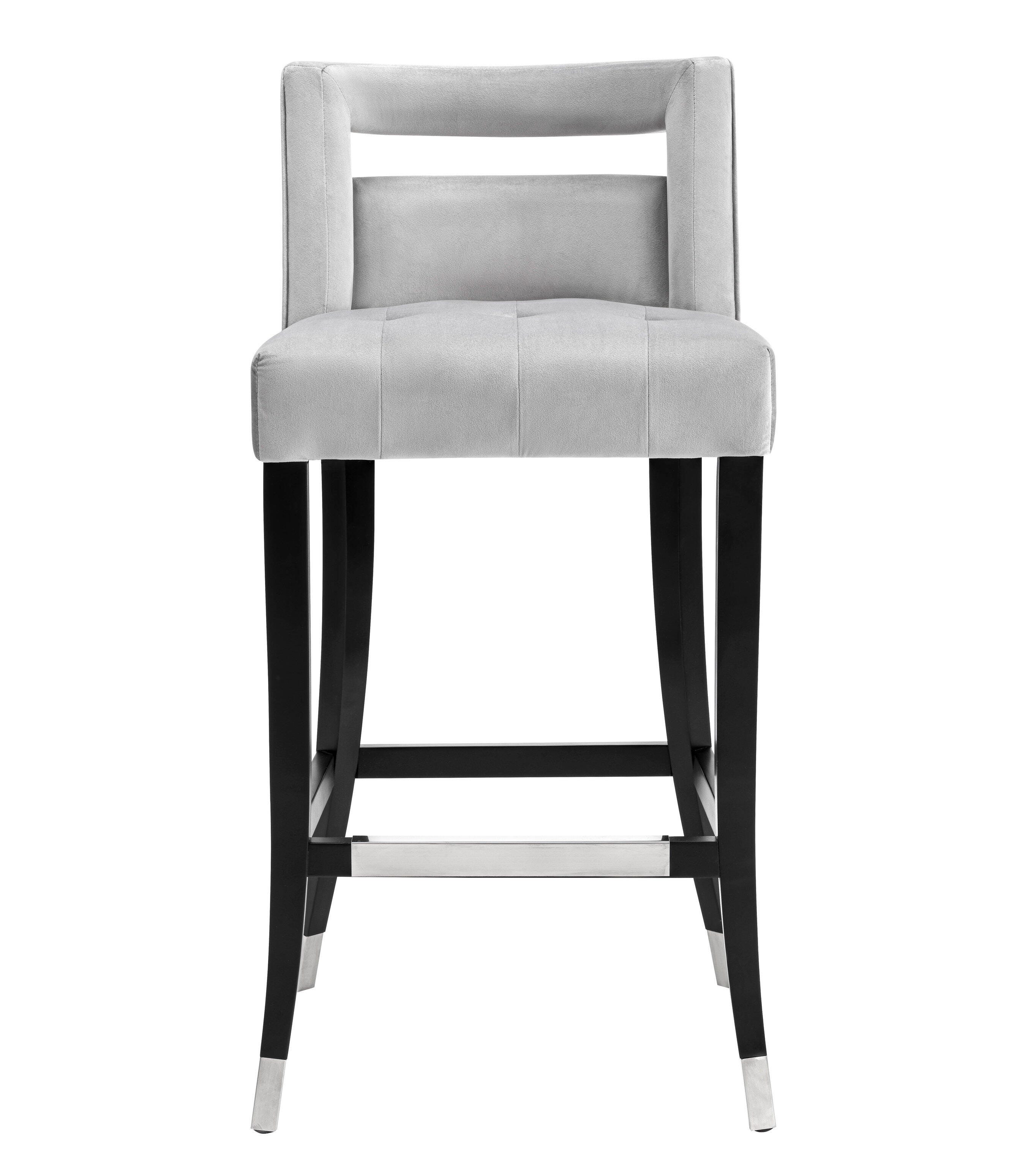 Hart Hart Gray Velvet Bar Stool, Gray/Black, large