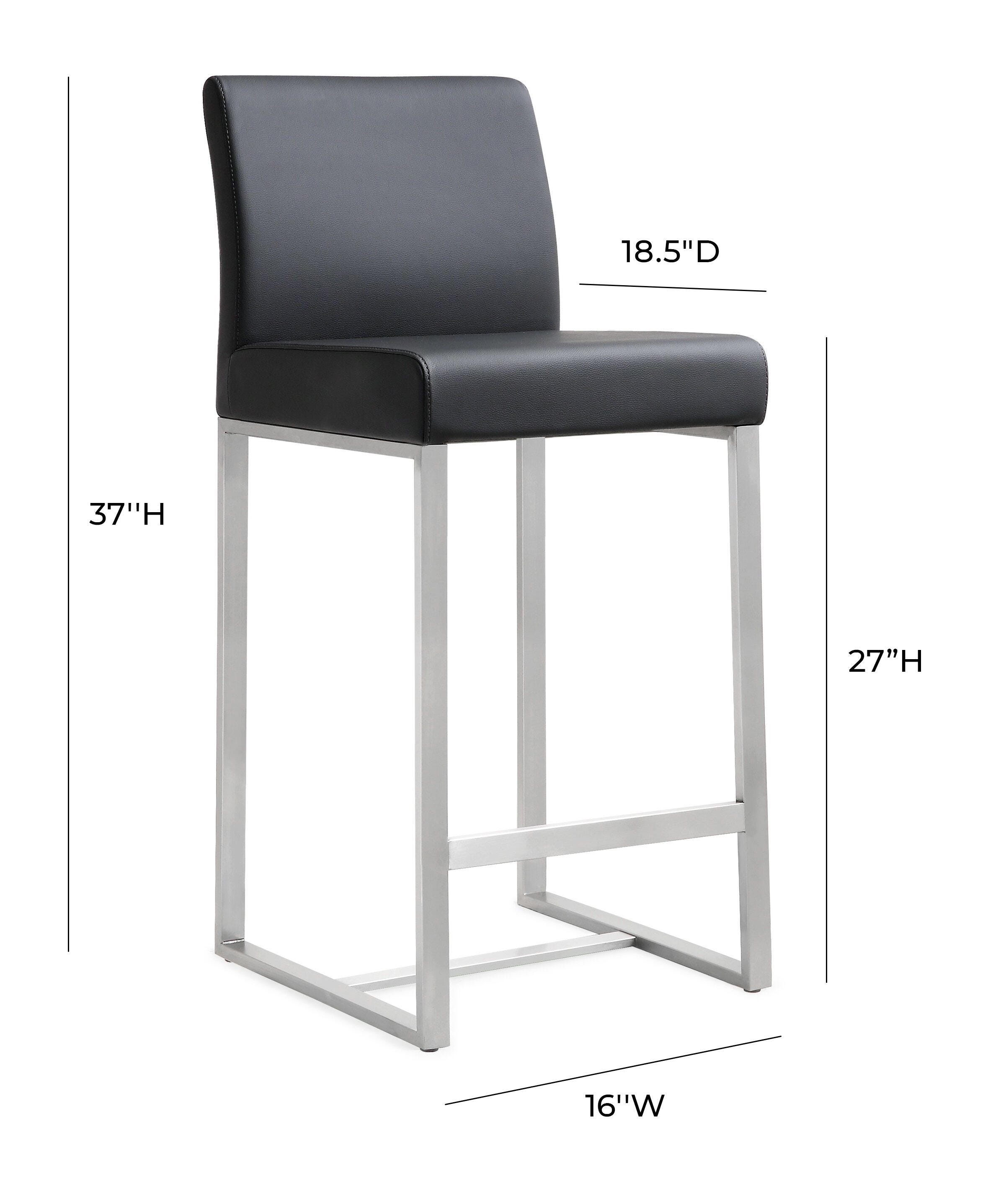 Denmark Denmark Black Stainless Steel Counter Stool (Set of 2), Black, large
