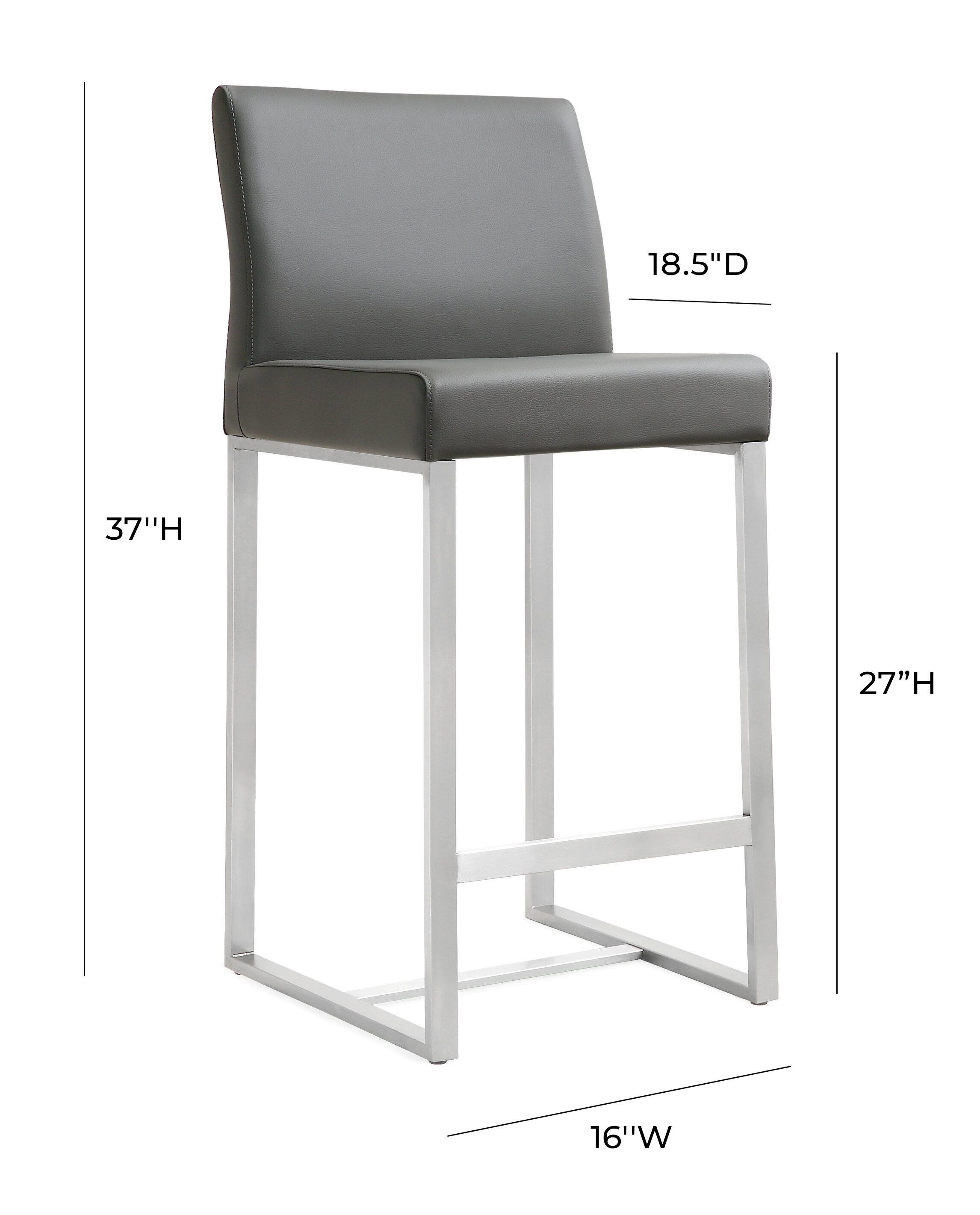 TOV Furniture Denmark Denmark Grey Stainless Steel Counter Stool (Set of 2), Gray, large
