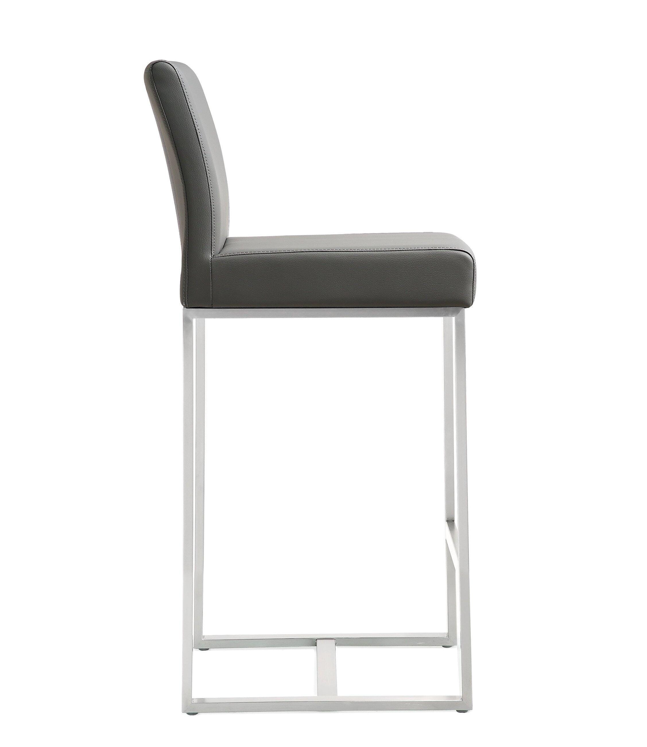 TOV Furniture Denmark Denmark Grey Stainless Steel Counter Stool (Set of 2), Gray, large