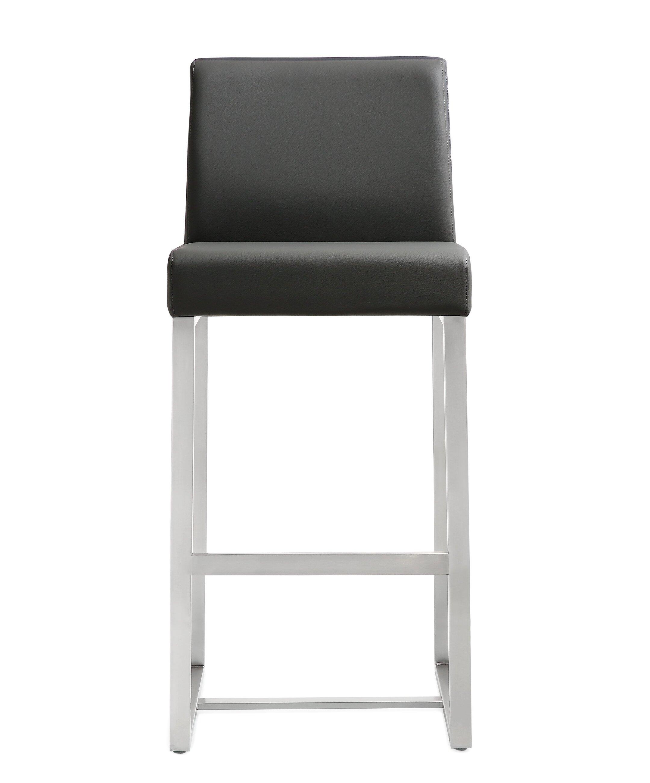 TOV Furniture Denmark Denmark Grey Stainless Steel Counter Stool (Set of 2), Gray, large