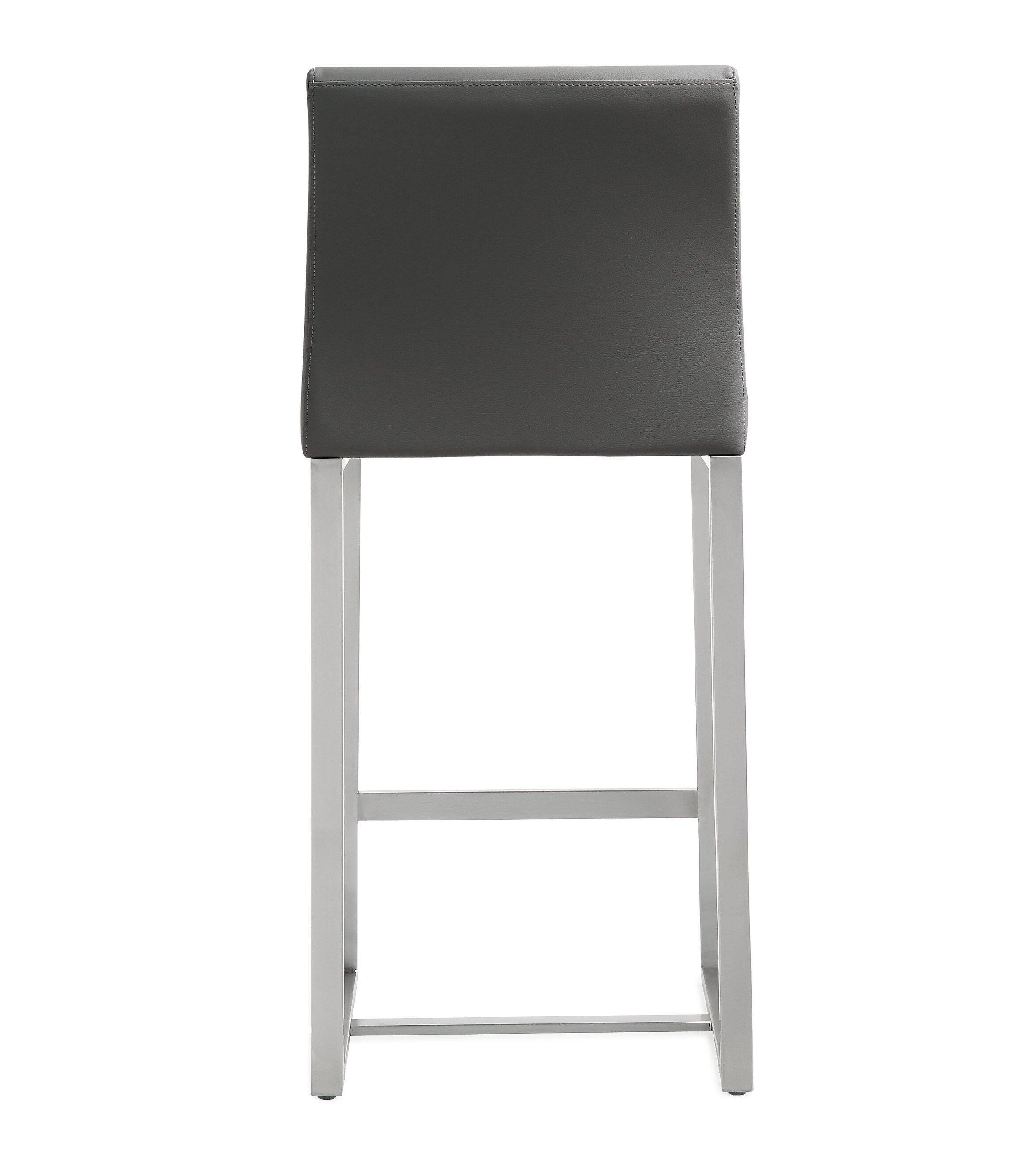 TOV Furniture Denmark Denmark Grey Stainless Steel Counter Stool (Set of 2), Gray, large