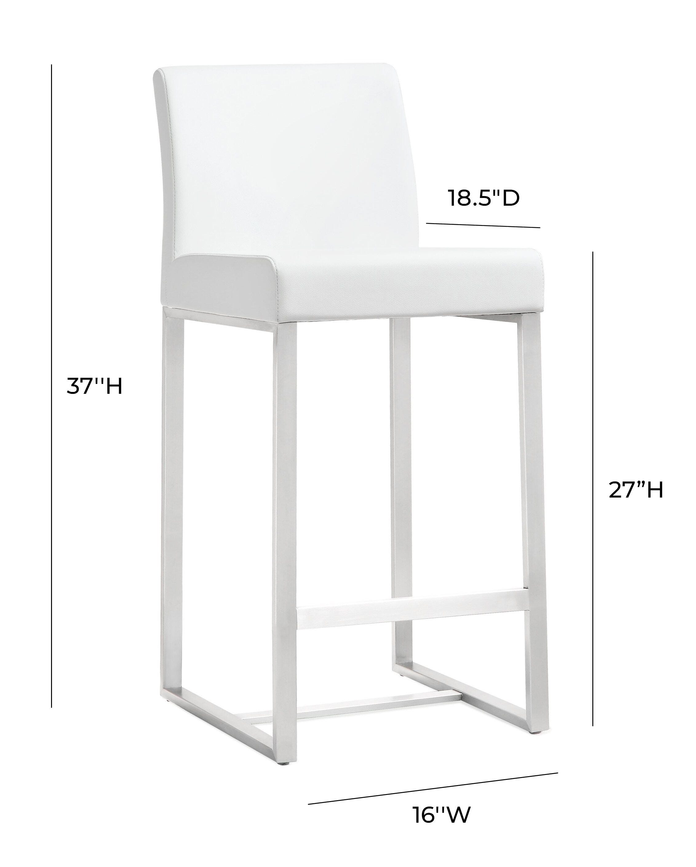 TOV Furniture Denmark Denmark White Stainless Steel Counter Stool (Set of 2), White, large