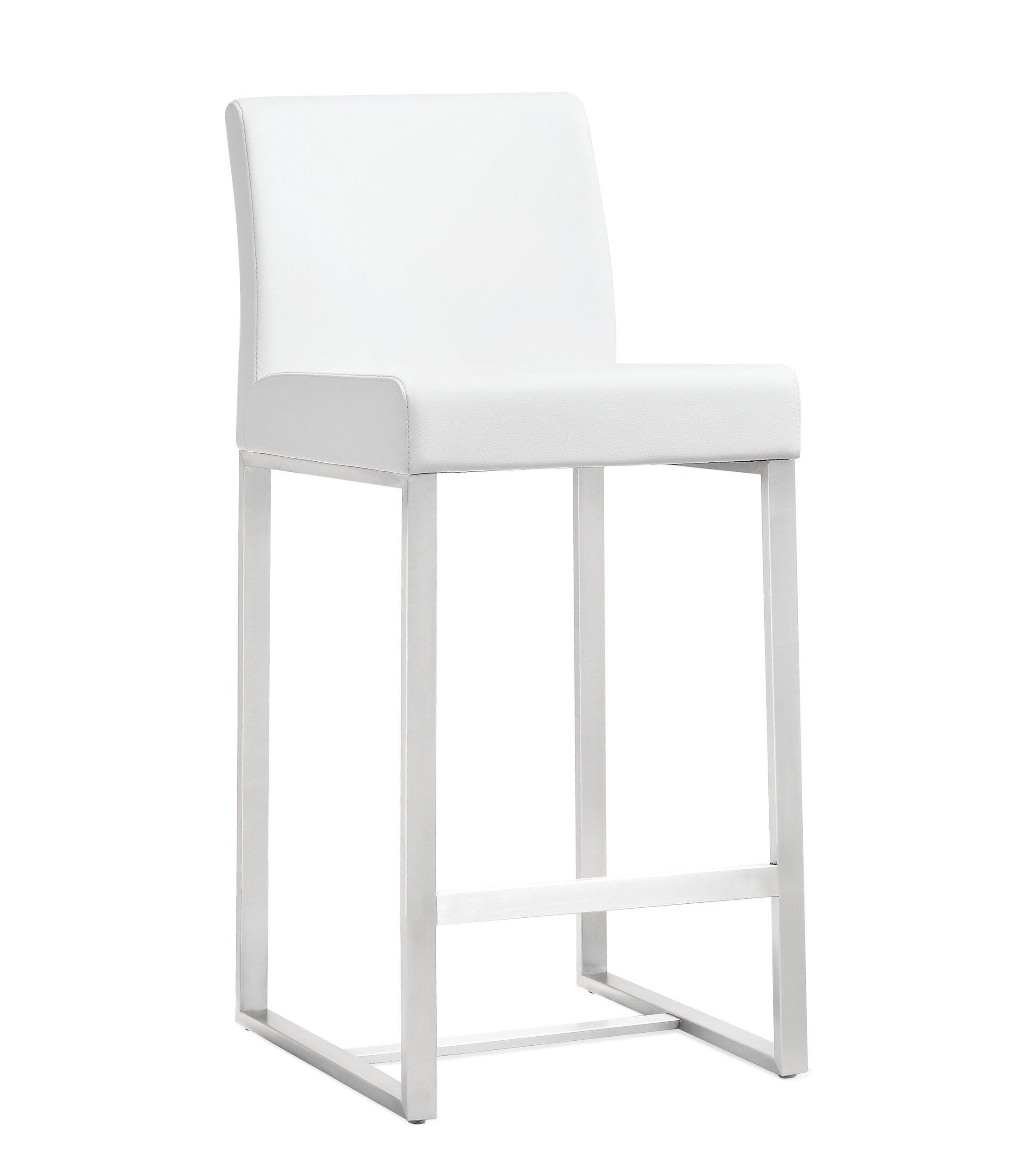 Denmark Denmark White Stainless Steel Counter Stool (Set of 2), White, large