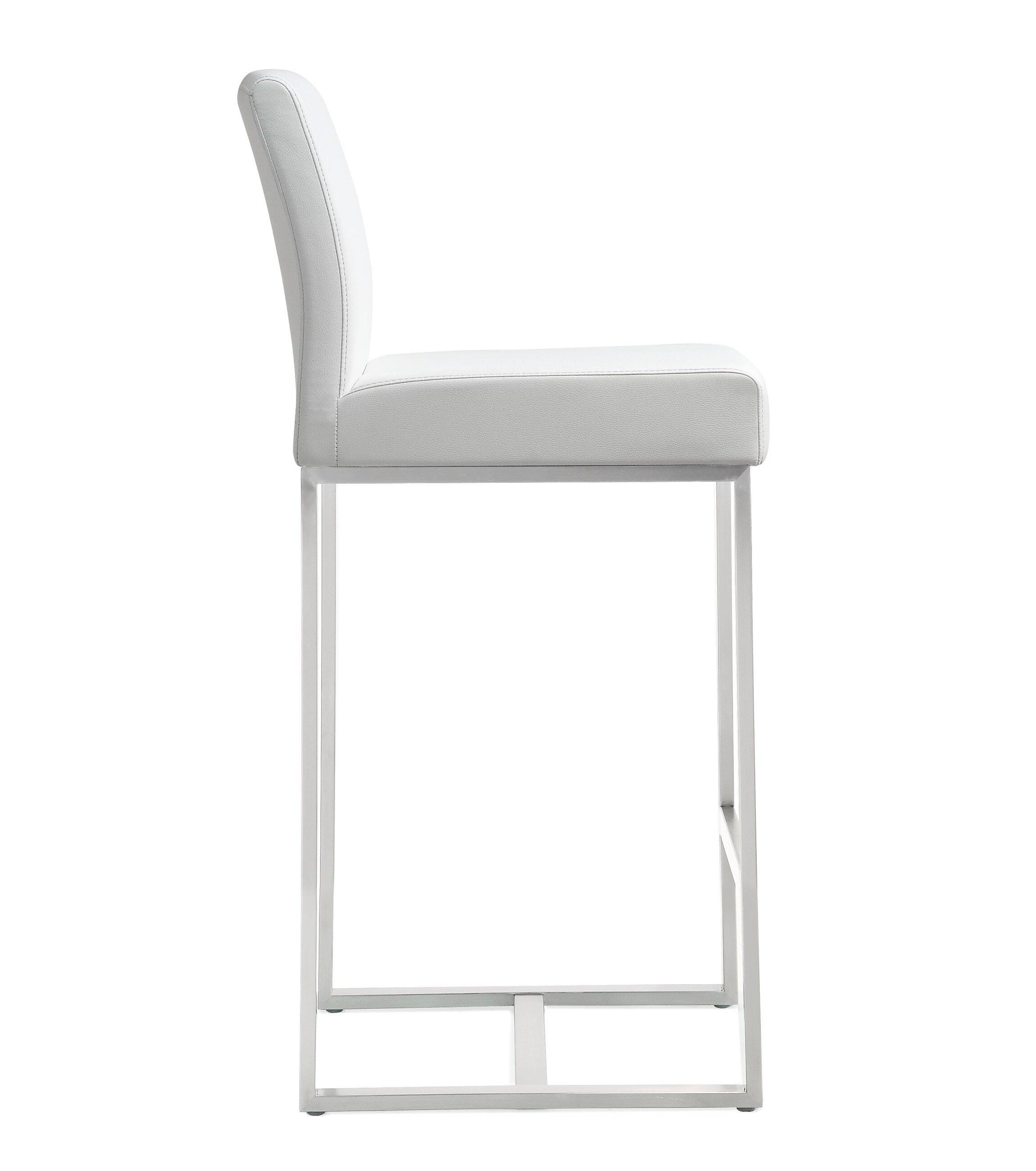 TOV Furniture Denmark Denmark White Stainless Steel Counter Stool (Set of 2), White, large