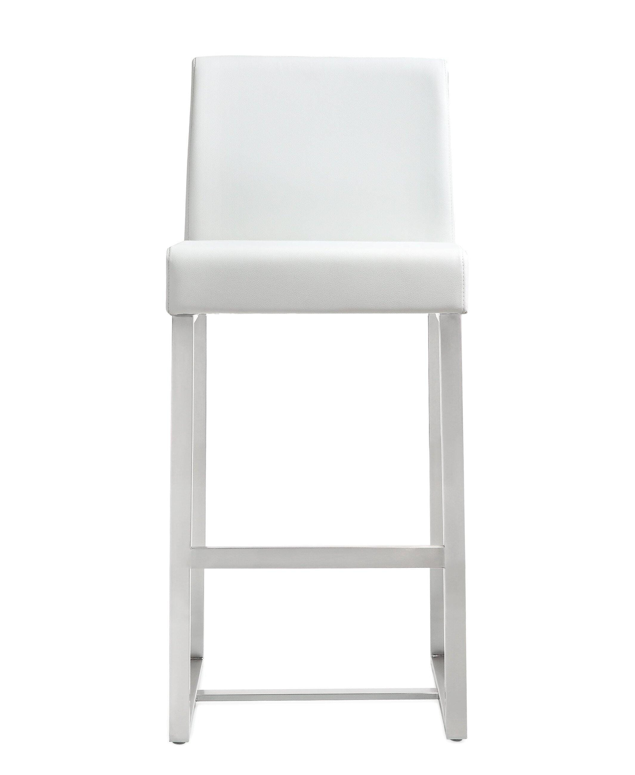 TOV Furniture Denmark Denmark White Stainless Steel Counter Stool (Set of 2), White, large
