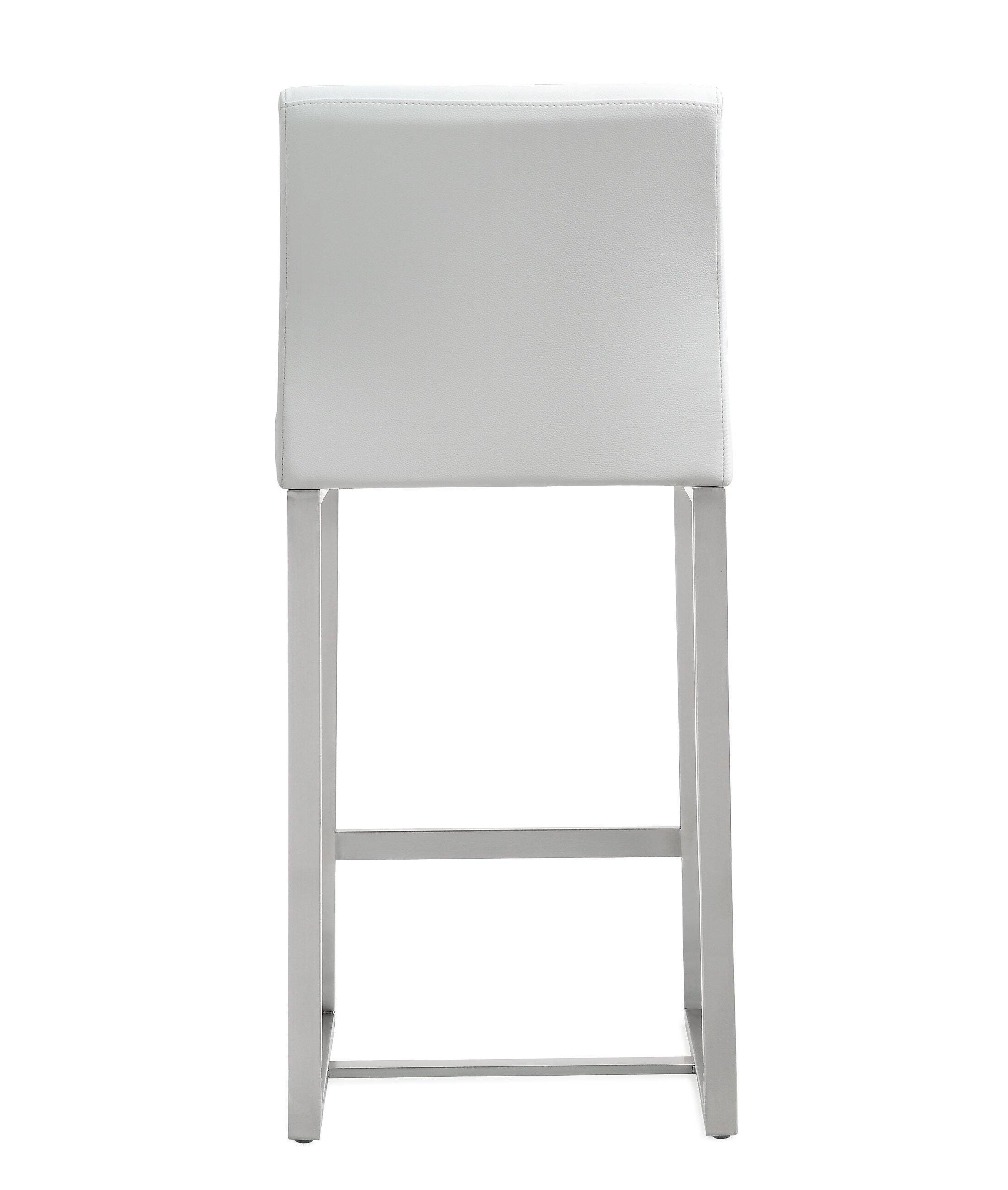 TOV Furniture Denmark Denmark White Stainless Steel Counter Stool (Set of 2), White, large