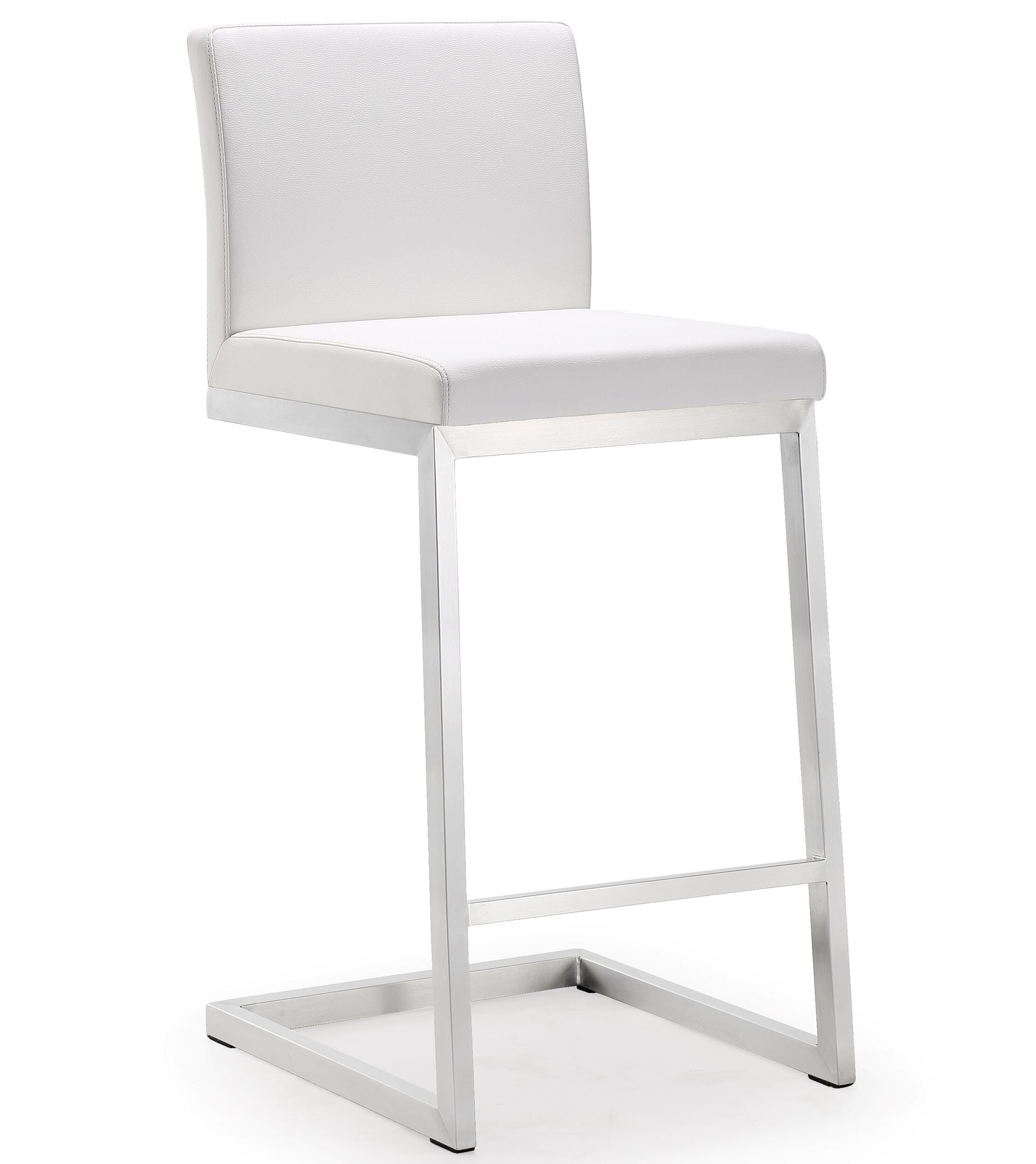 Parma Parma White Stainless Steel Counter Stool (Set of 2), White/Silver, large
