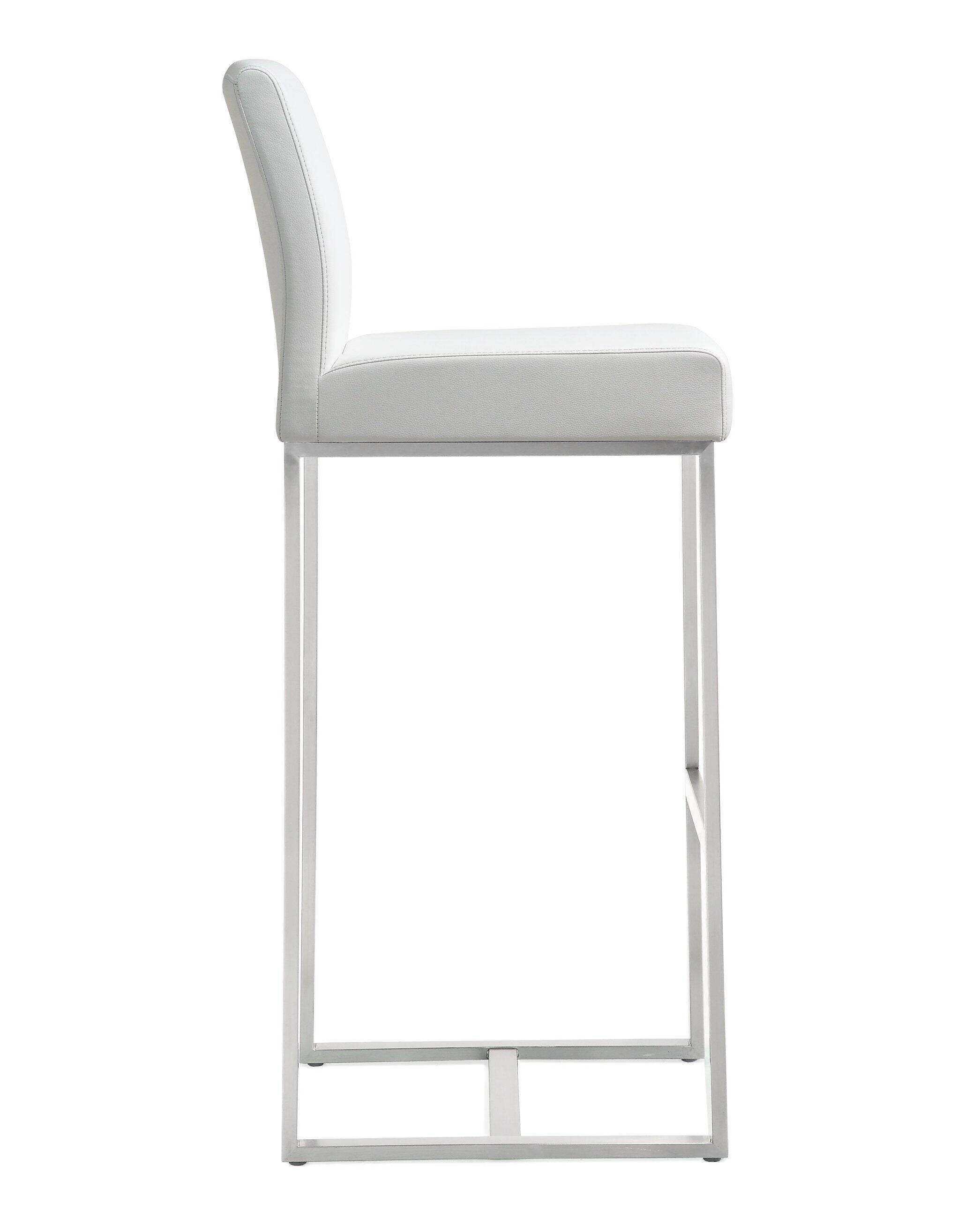 TOV Furniture Denmark Denmark White Stainless Steel Barstool (Set of 2), White, large