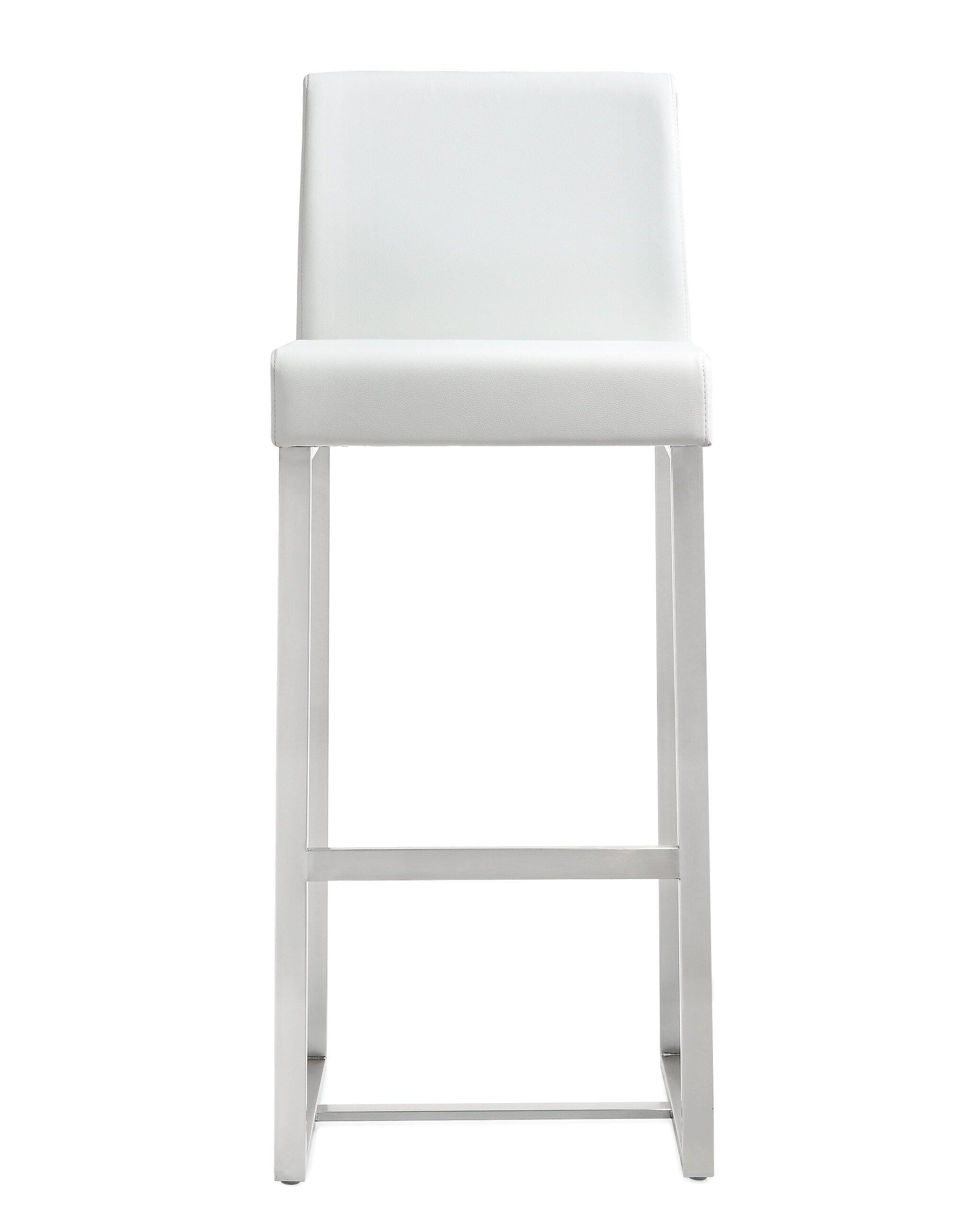 TOV Furniture Denmark Denmark White Stainless Steel Barstool (Set of 2), White, large