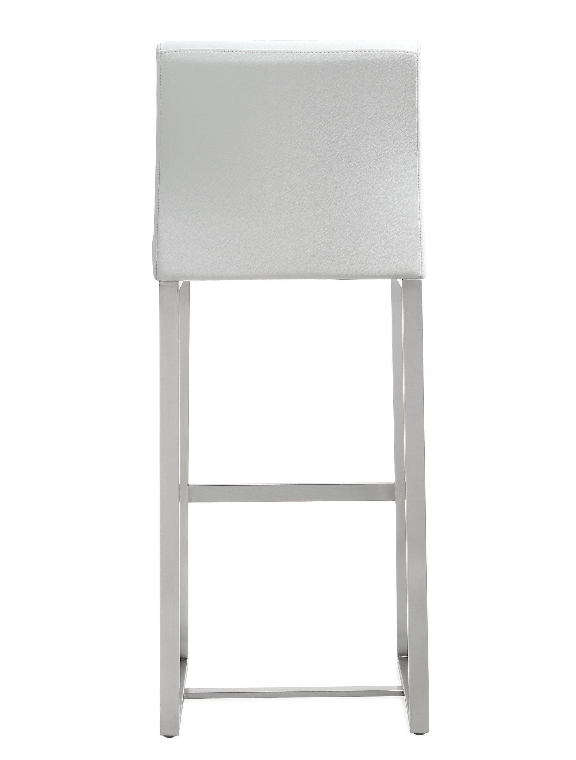 TOV Furniture Denmark Denmark White Stainless Steel Barstool (Set of 2), White, large