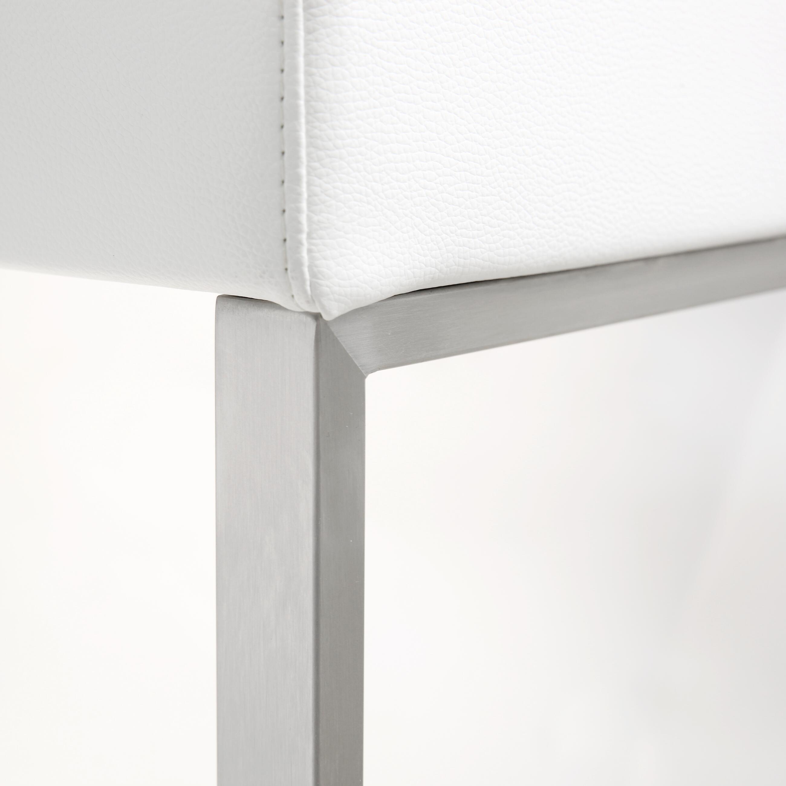 TOV Furniture Denmark Denmark White Stainless Steel Barstool (Set of 2), White, large