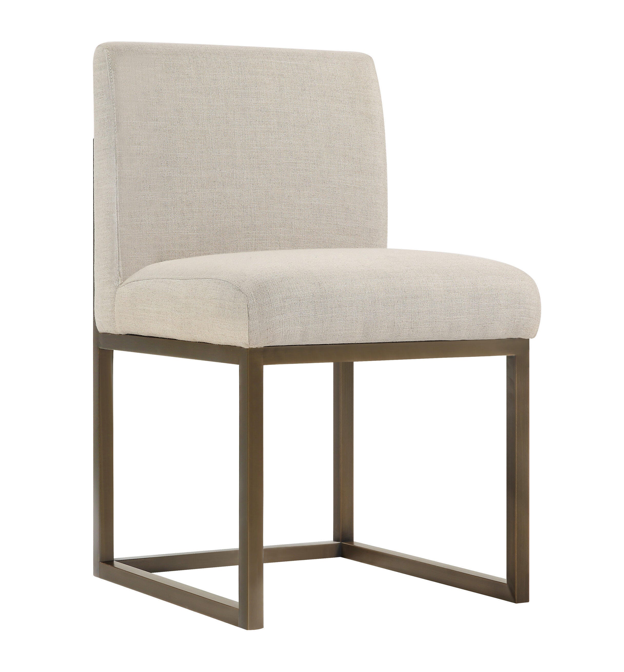 Haute Haute Beige Linen Chair in Brass, , large