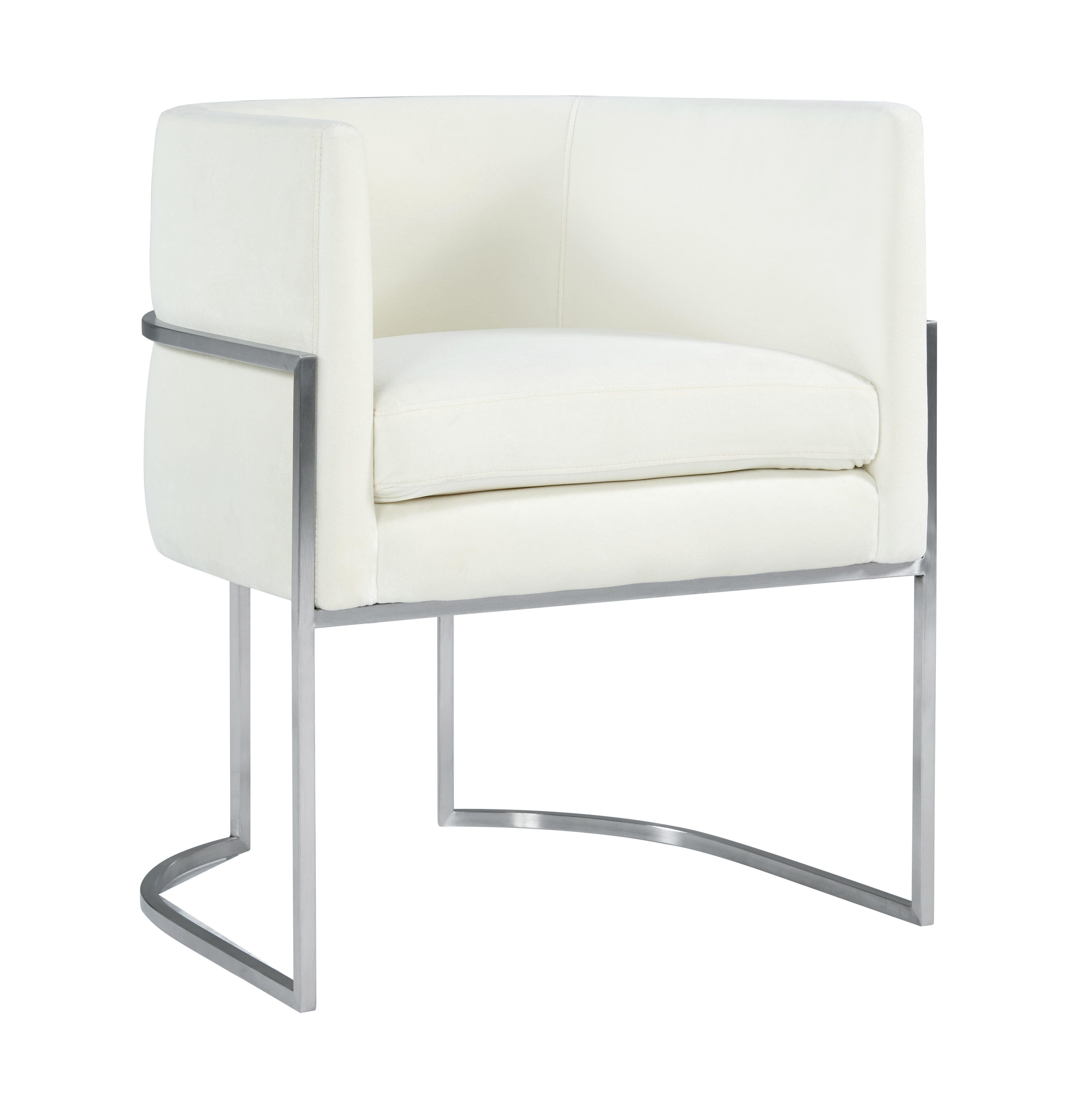Giselle Giselle Cream Velvet Dining Chair - Silver Frame, Cream/Silver, large