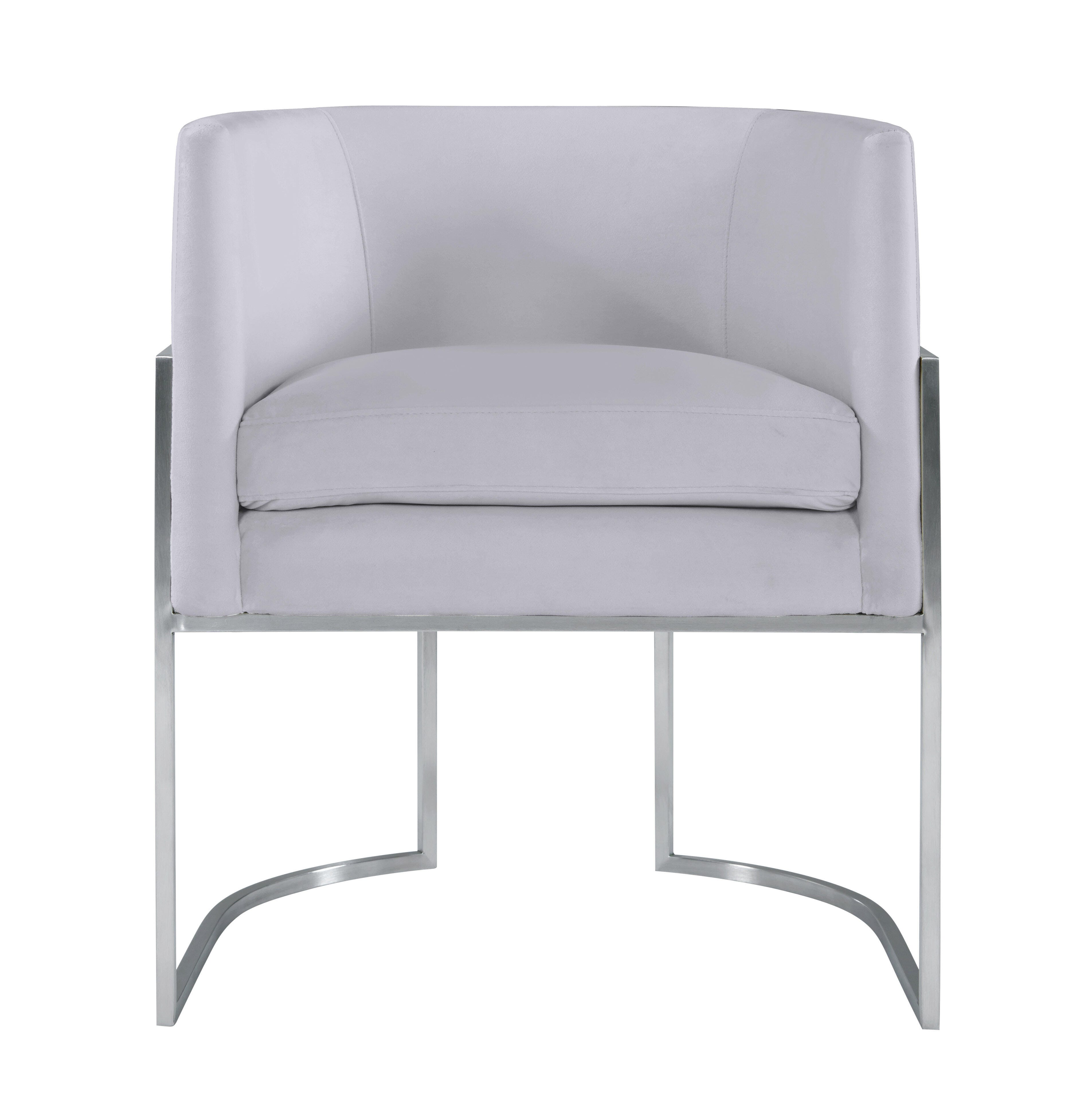 Giselle Giselle Gray Velvet Dining Chair - Silver Frame, Gray/Chrome, large