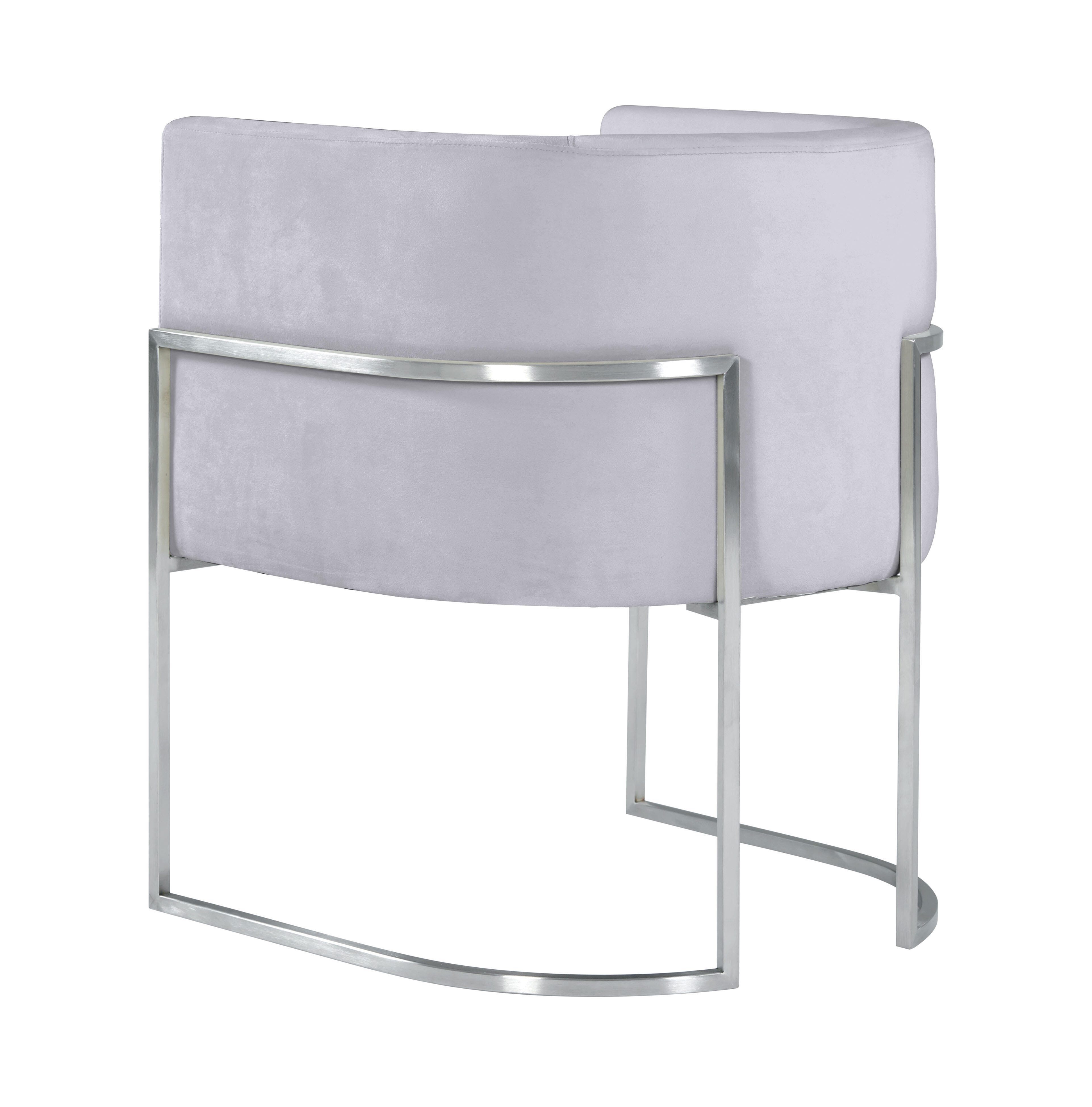 Giselle Giselle Gray Velvet Dining Chair - Silver Frame, Gray/Chrome, large