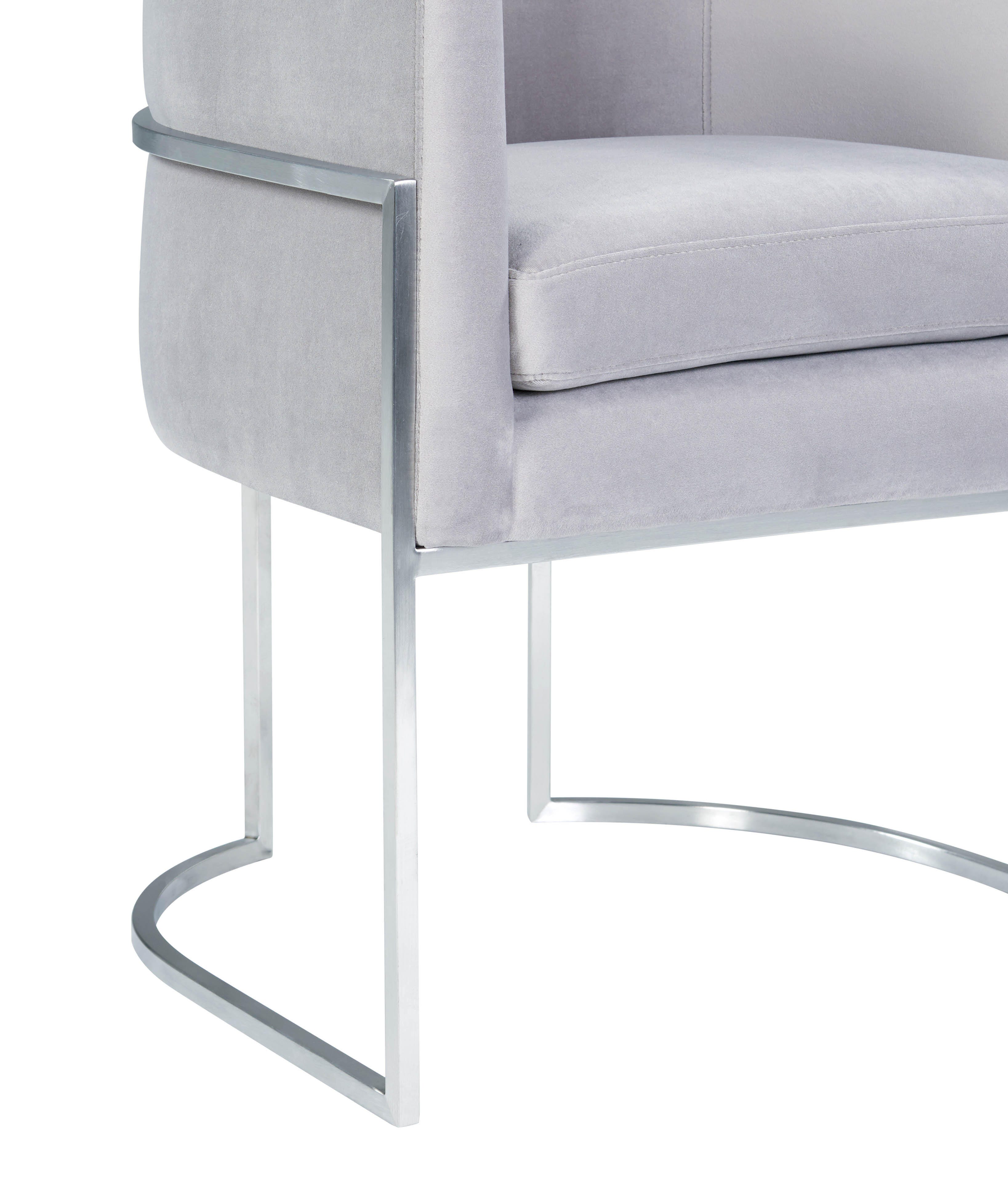 Giselle Giselle Gray Velvet Dining Chair - Silver Frame, Gray/Chrome, large