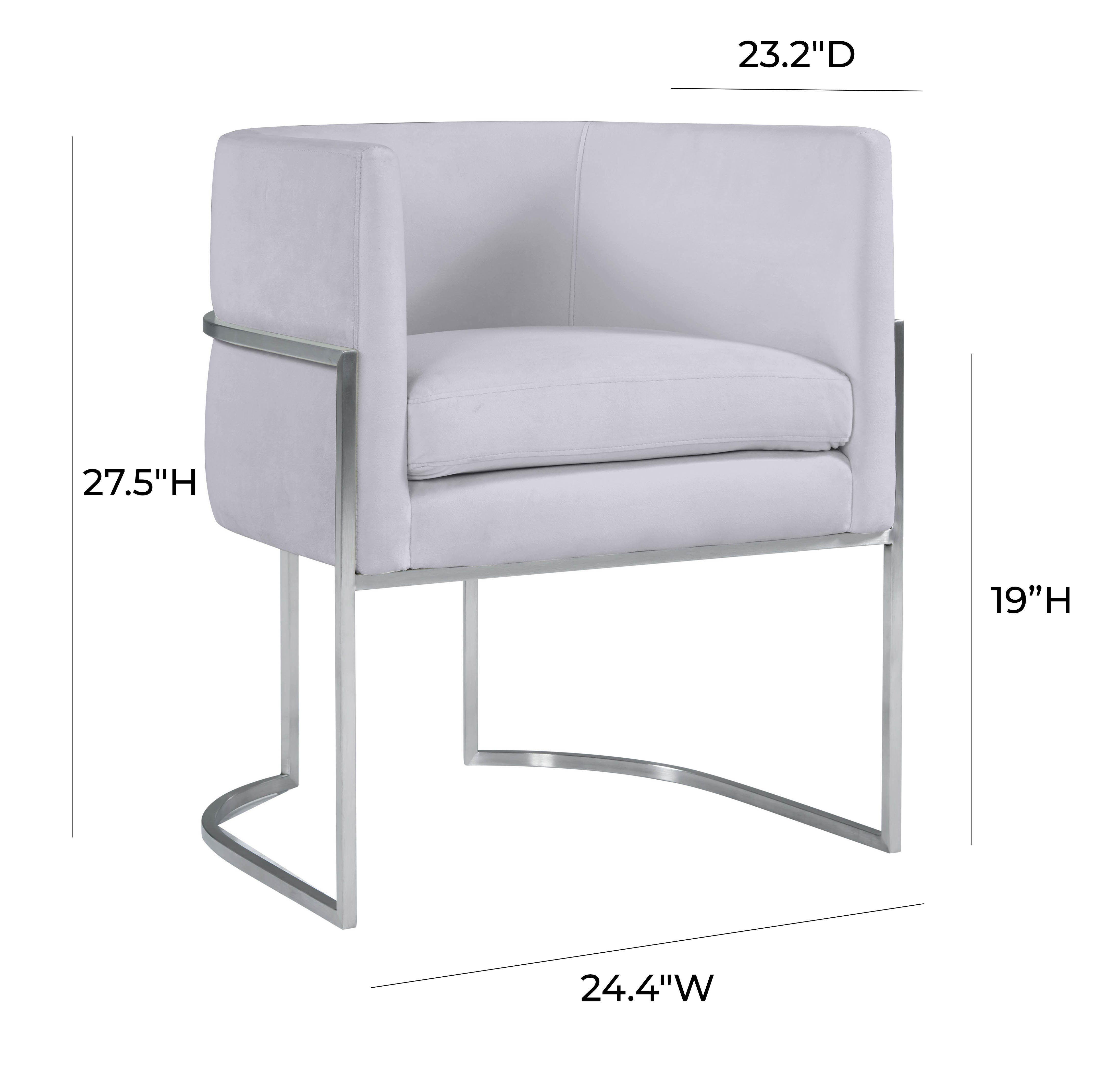 Giselle Giselle Gray Velvet Dining Chair - Silver Frame, Gray/Chrome, large
