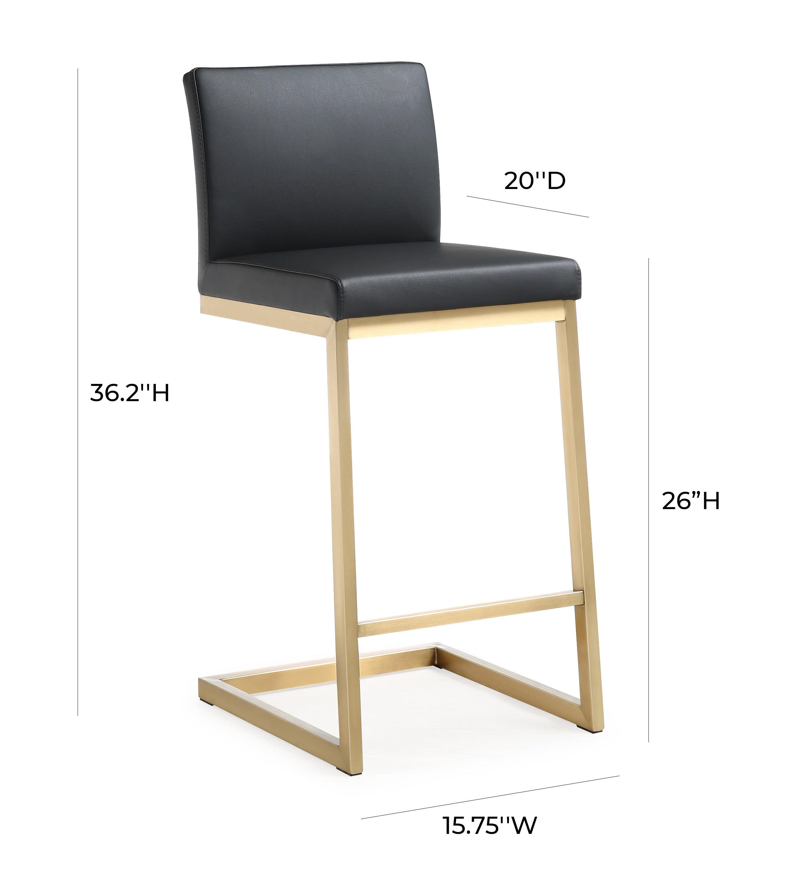 Parma Parma Black Gold Steel Counter Stool (Set of 2), Black/Gold, large