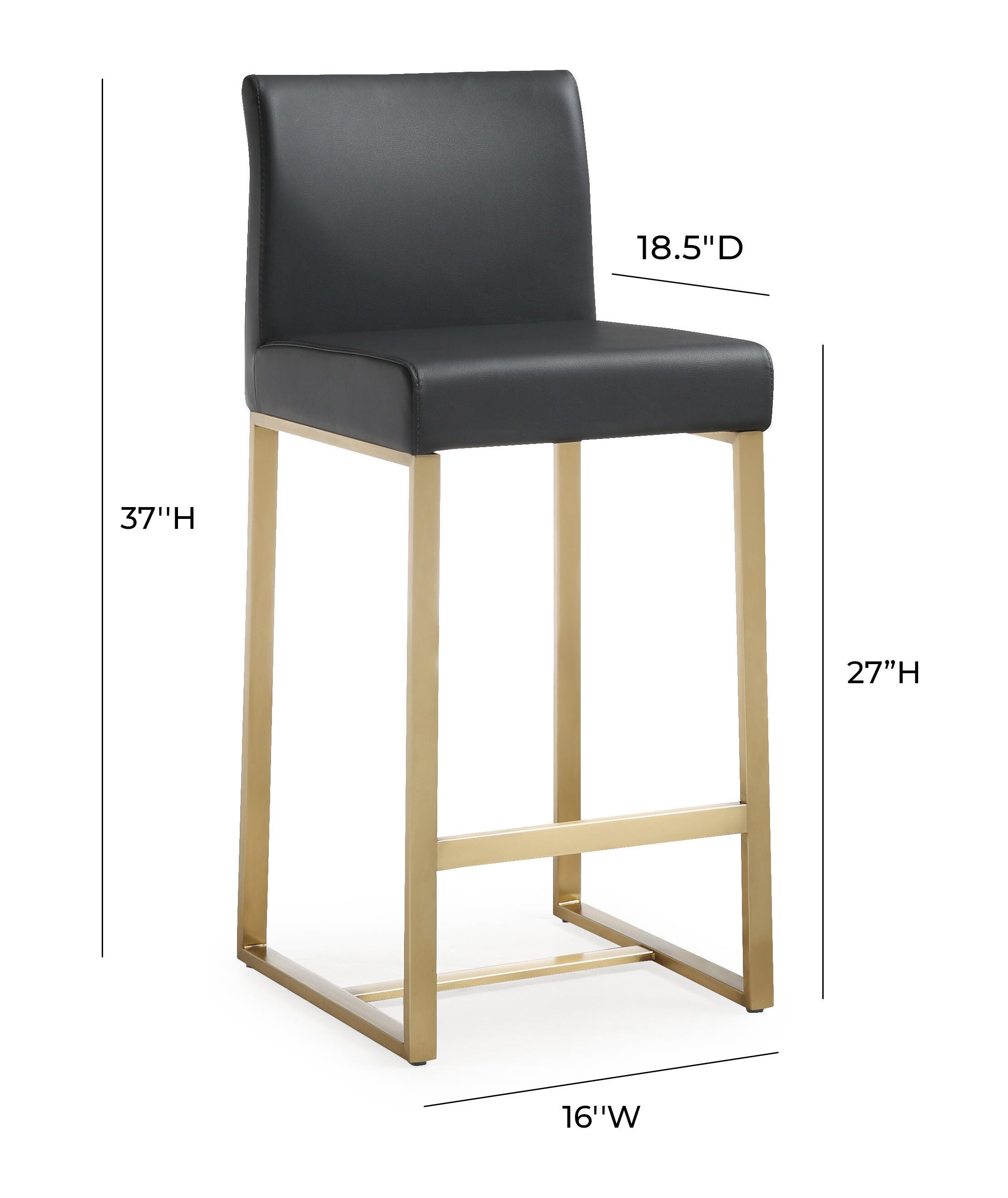 Denmark Denmark Black Gold Steel Counter Stool (Set of 2), Black, large