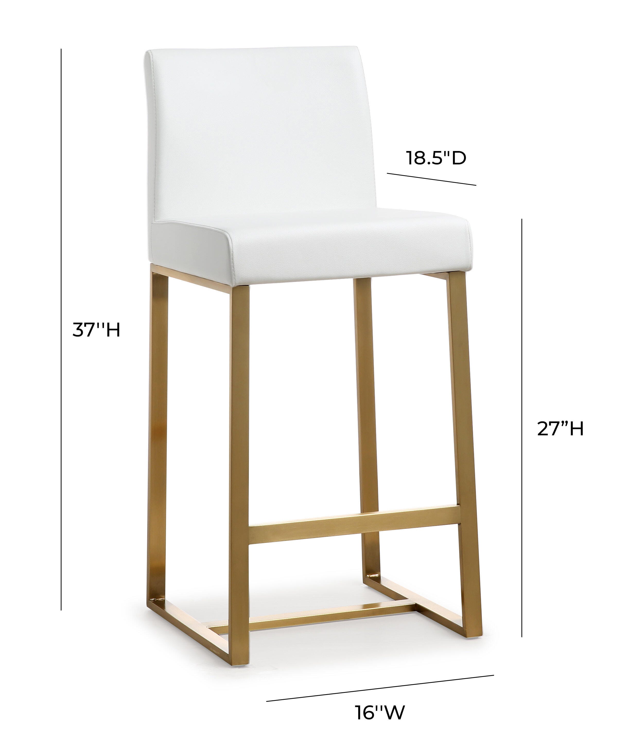 Denmark Denmark White Gold Steel Counter Stool (Set of 2), White, large