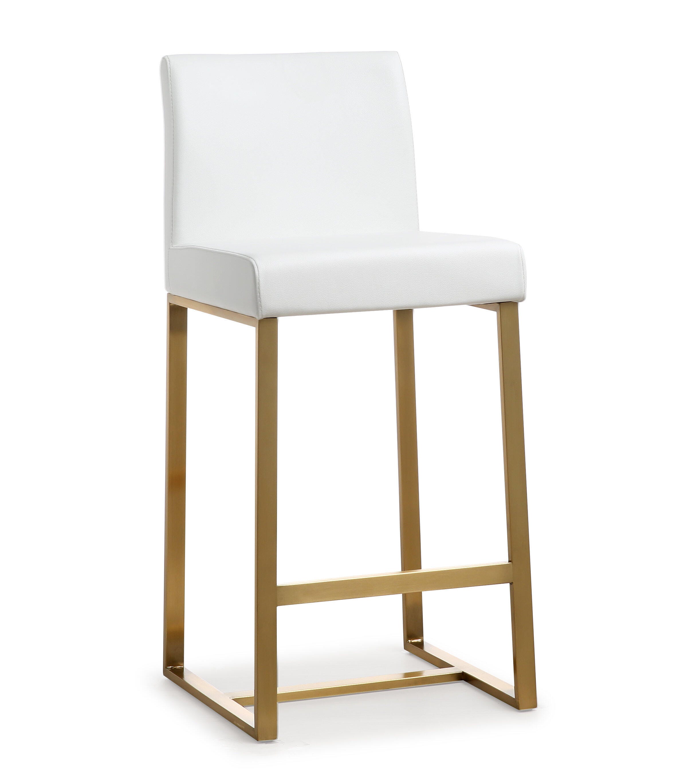 Denmark Denmark White Gold Steel Counter Stool (Set of 2), White, large
