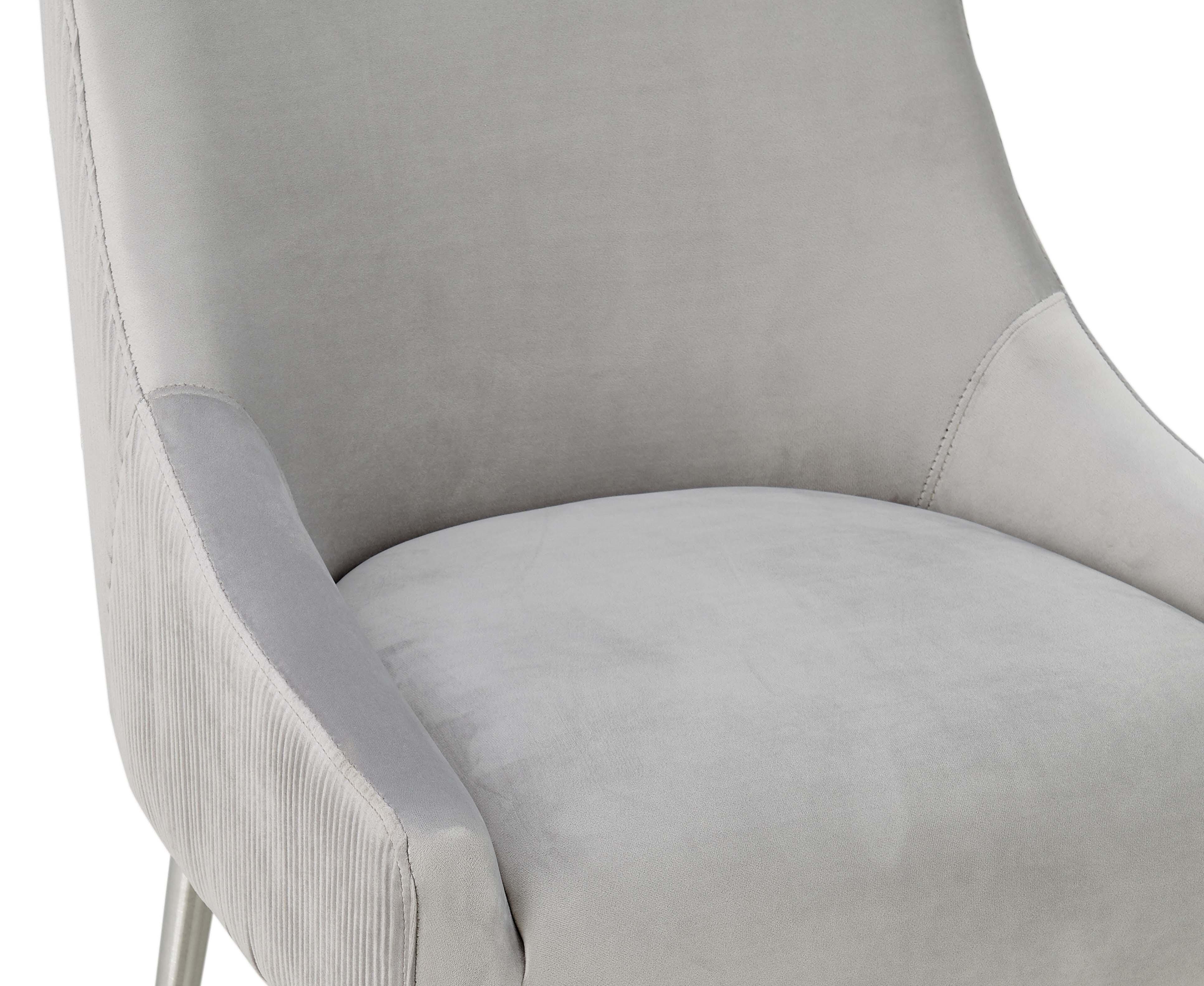 Beatrix Beatrix Pleated Light Gray Velvet Bar Stool, Gray/Silver, large