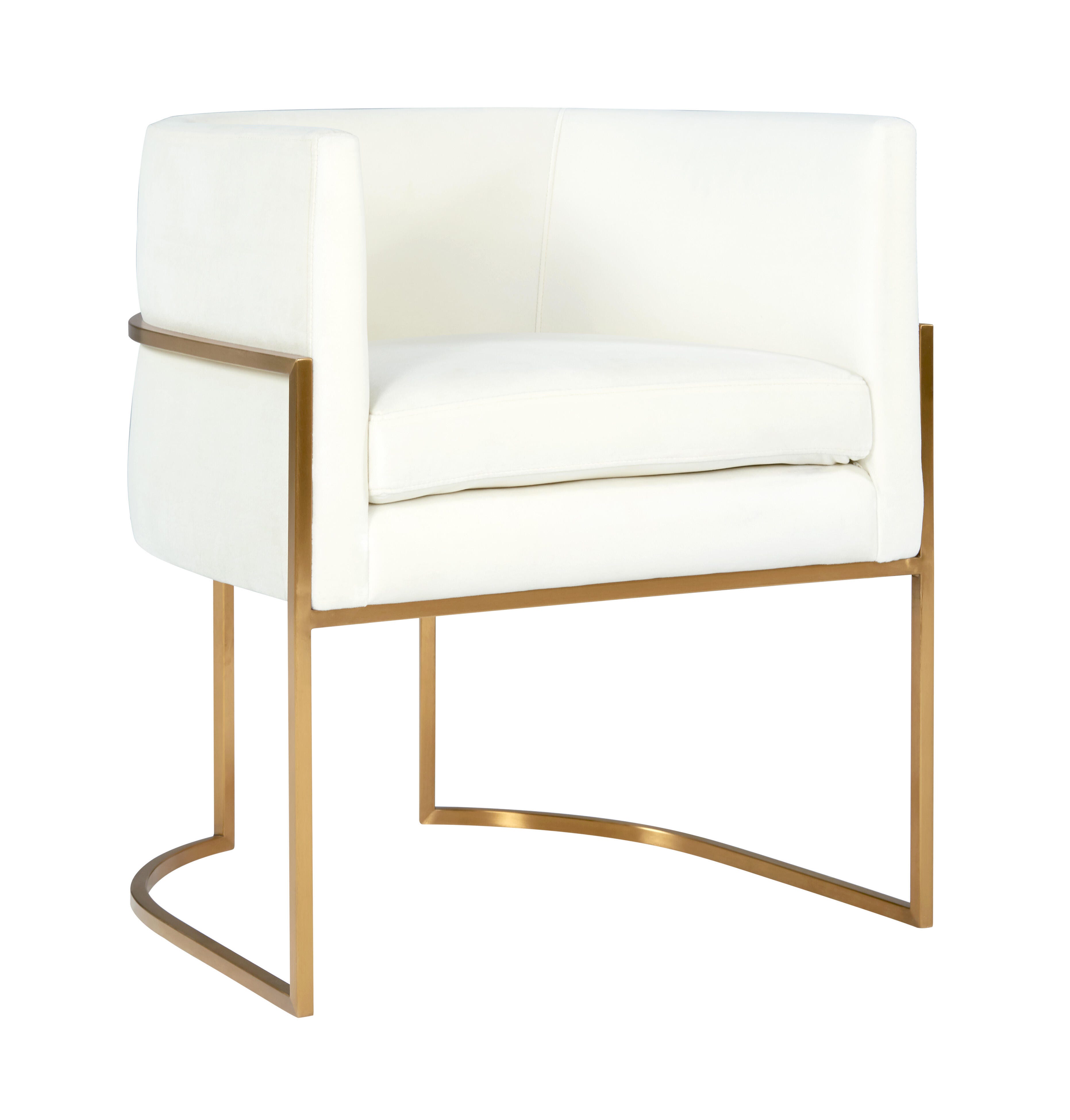 Giselle Giselle Cream Velvet Dining Chair - Gold Frame, Cream/Gold, large