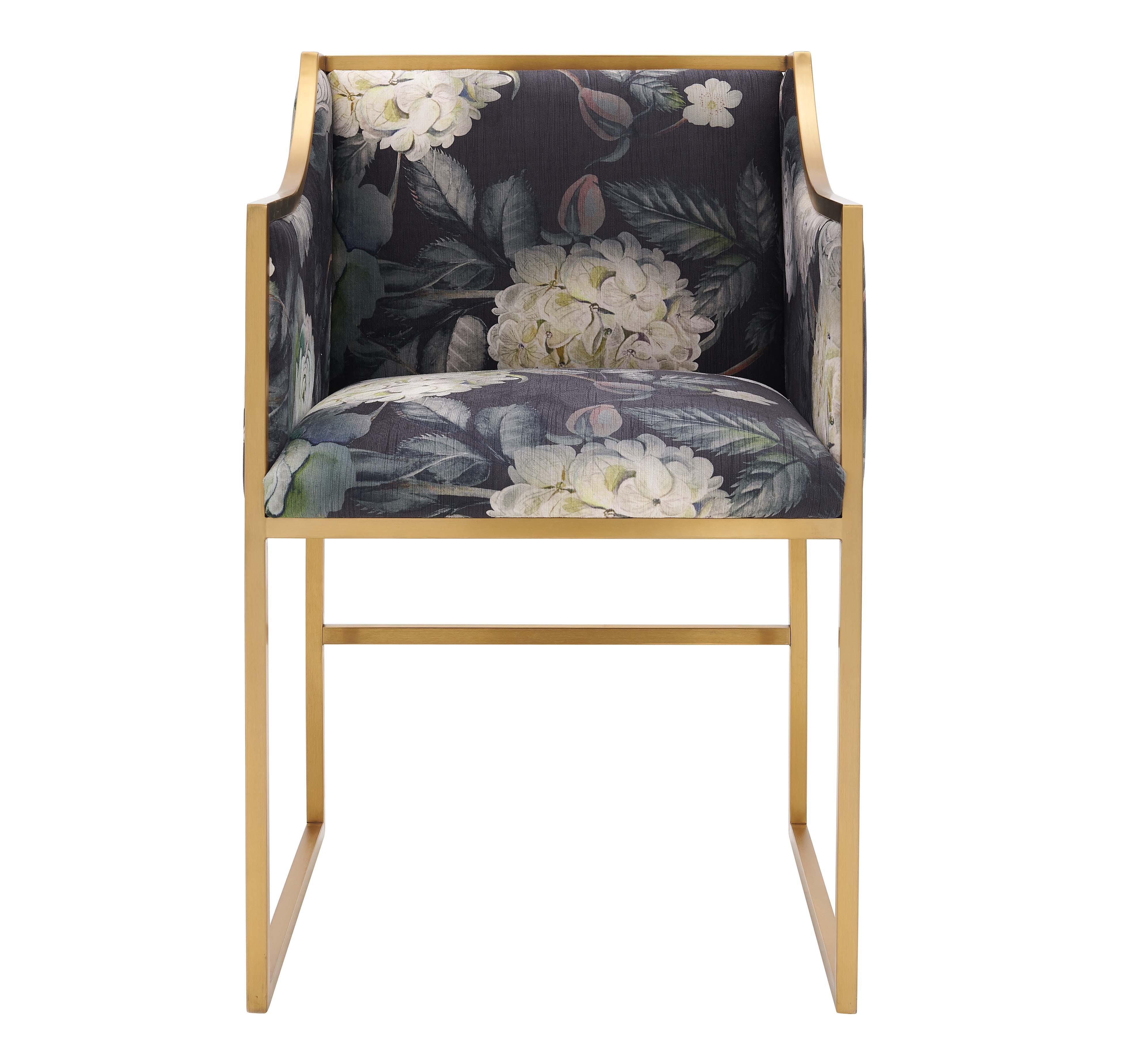 TOV Furniture Atara Atara Floral Velvet Gold Chair, Multi, large