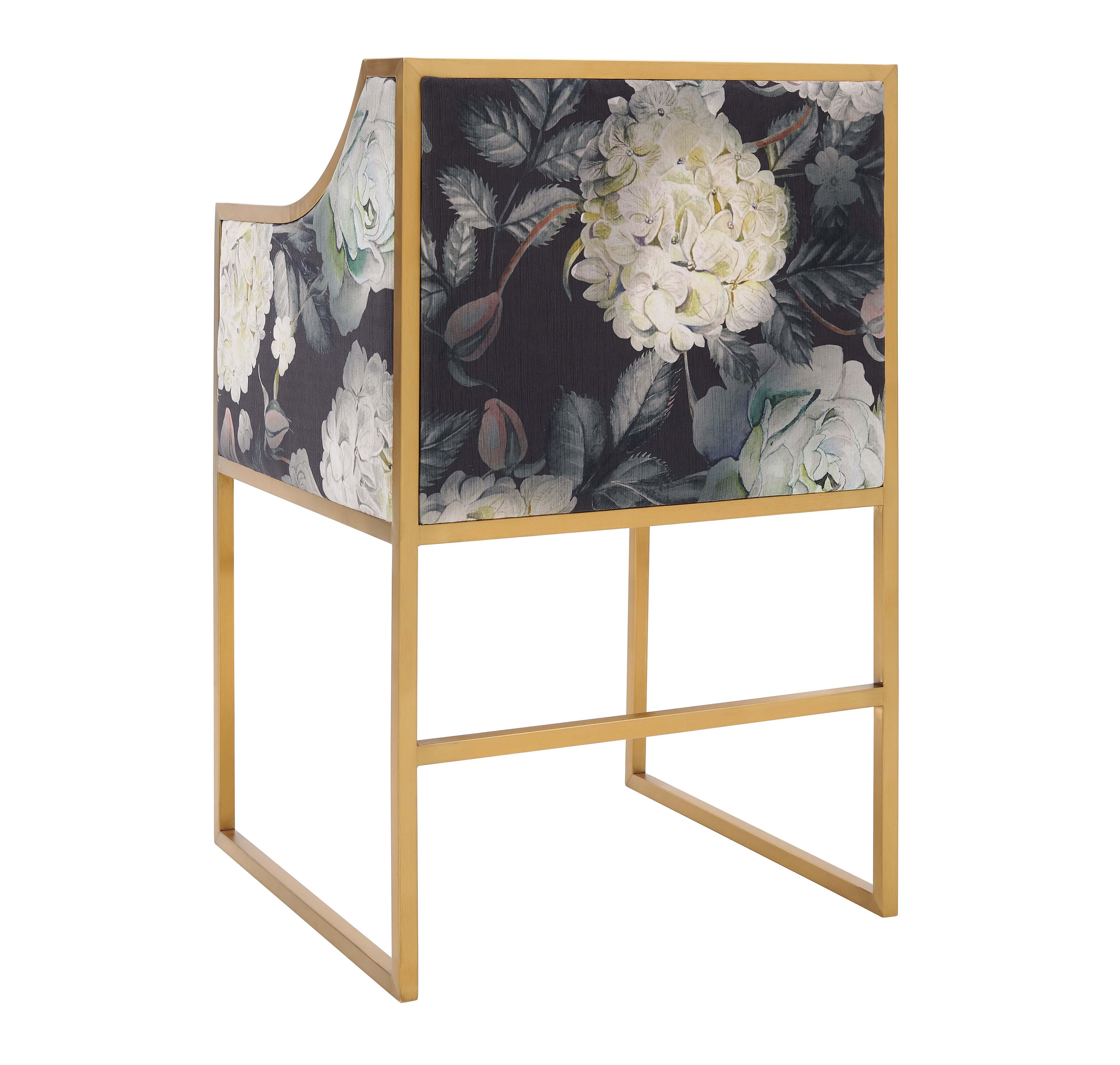 TOV Furniture Atara Atara Floral Velvet Gold Chair, Multi, large