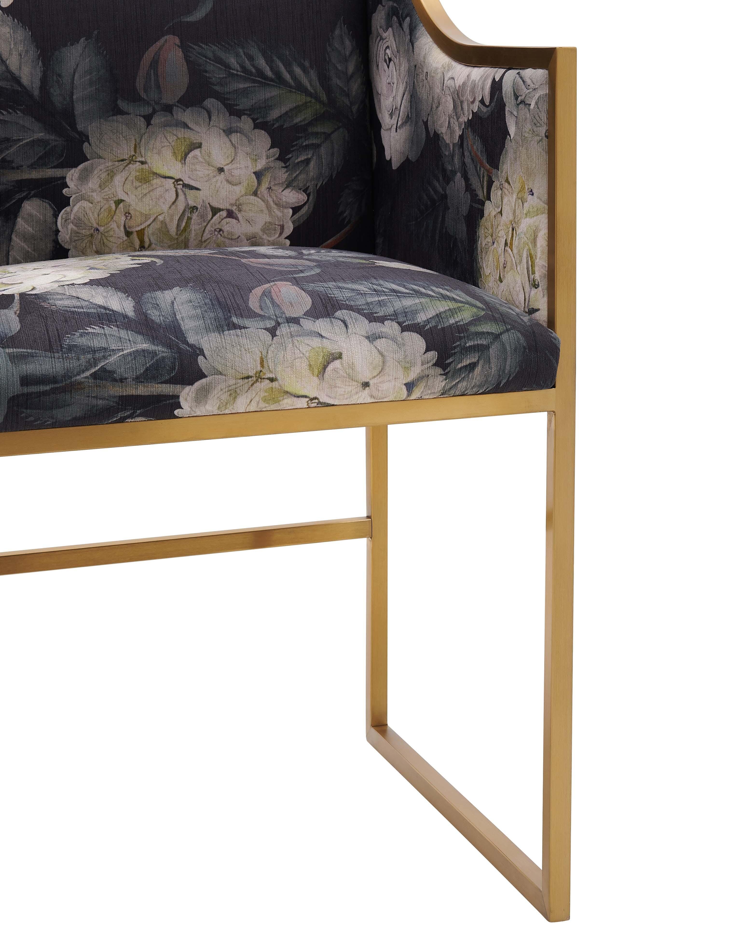 TOV Furniture Atara Atara Floral Velvet Gold Chair, Multi, large