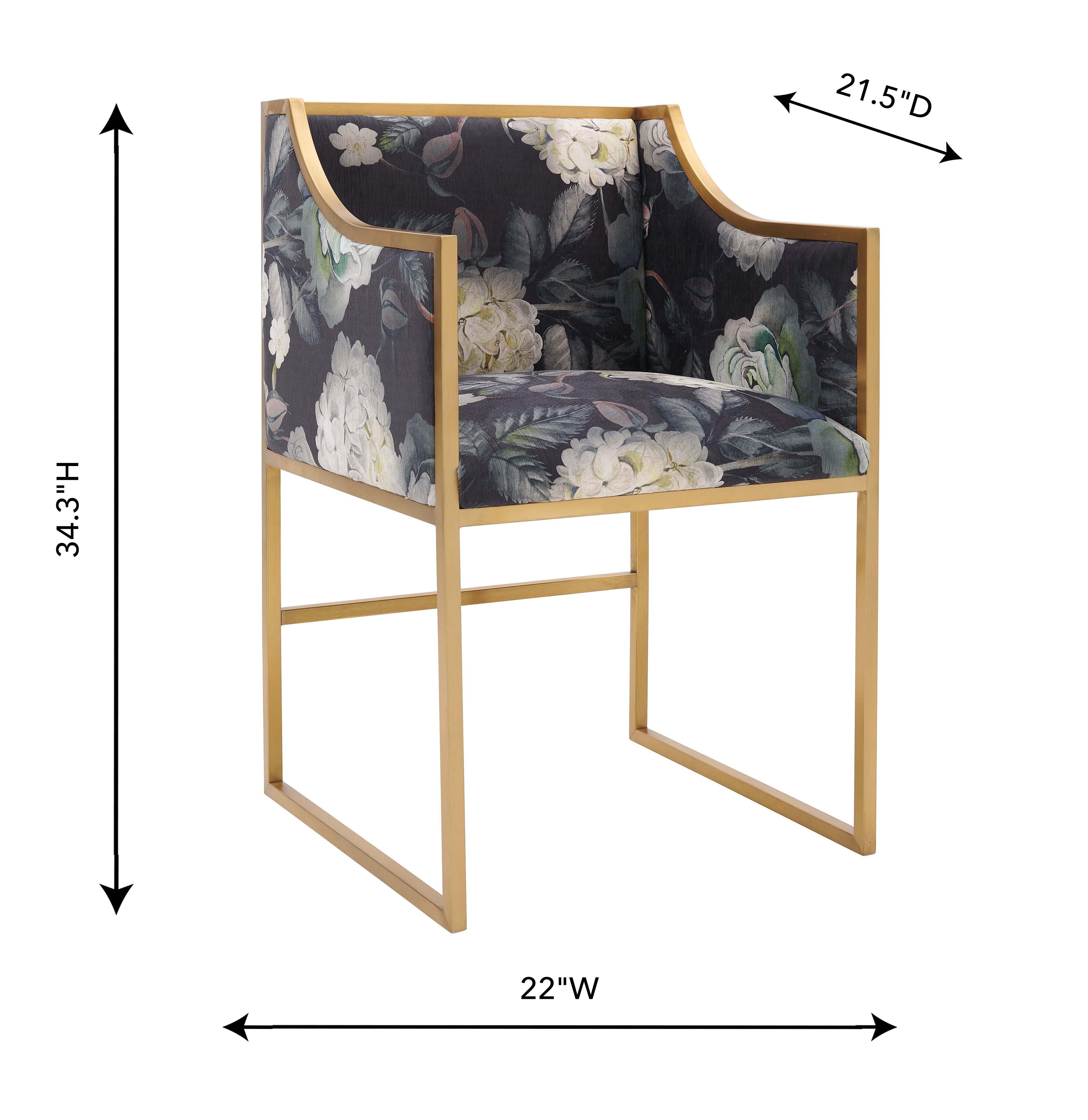TOV Furniture Atara Atara Floral Velvet Gold Chair, Multi, large
