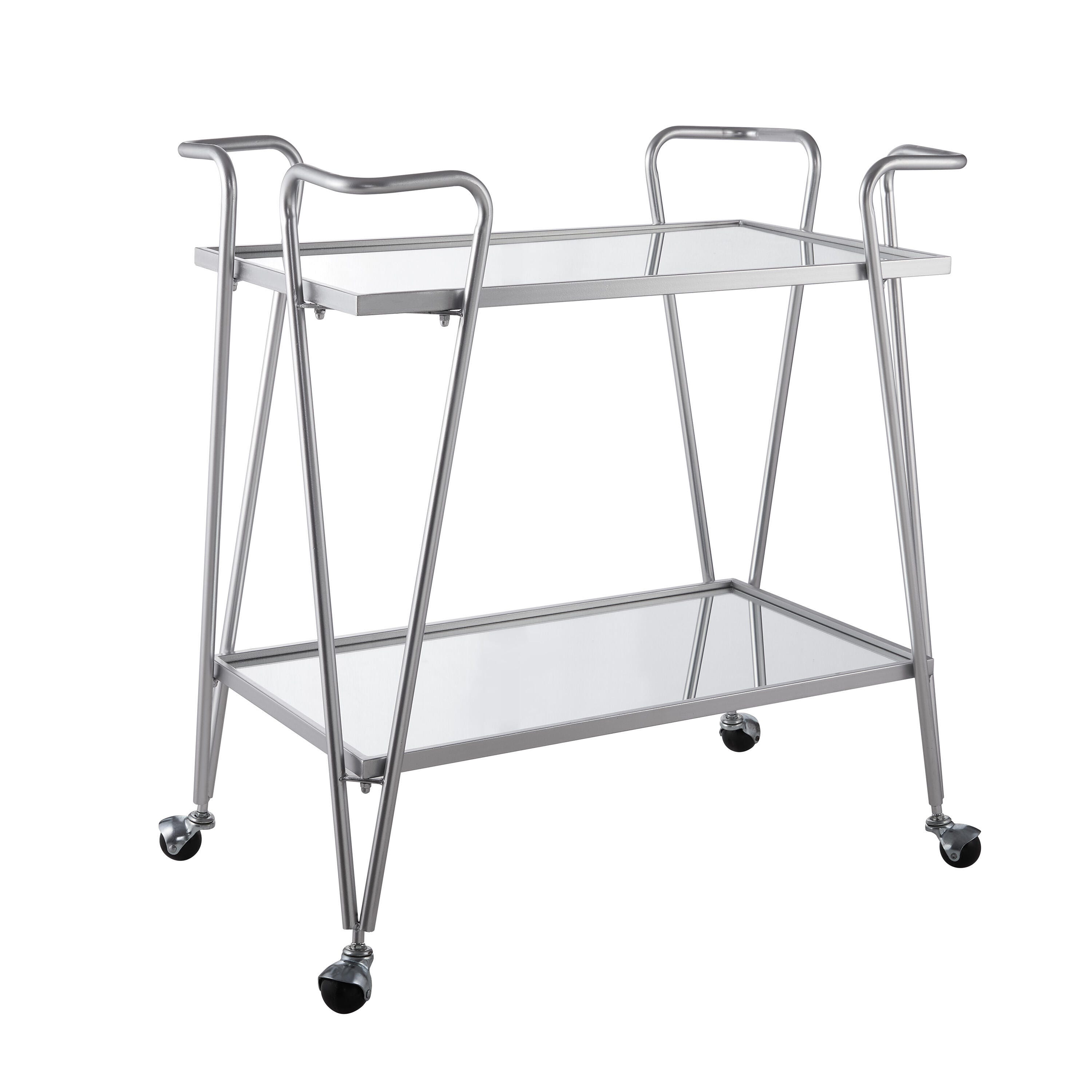Linon Aubrey Bar Cart, Chrome, large