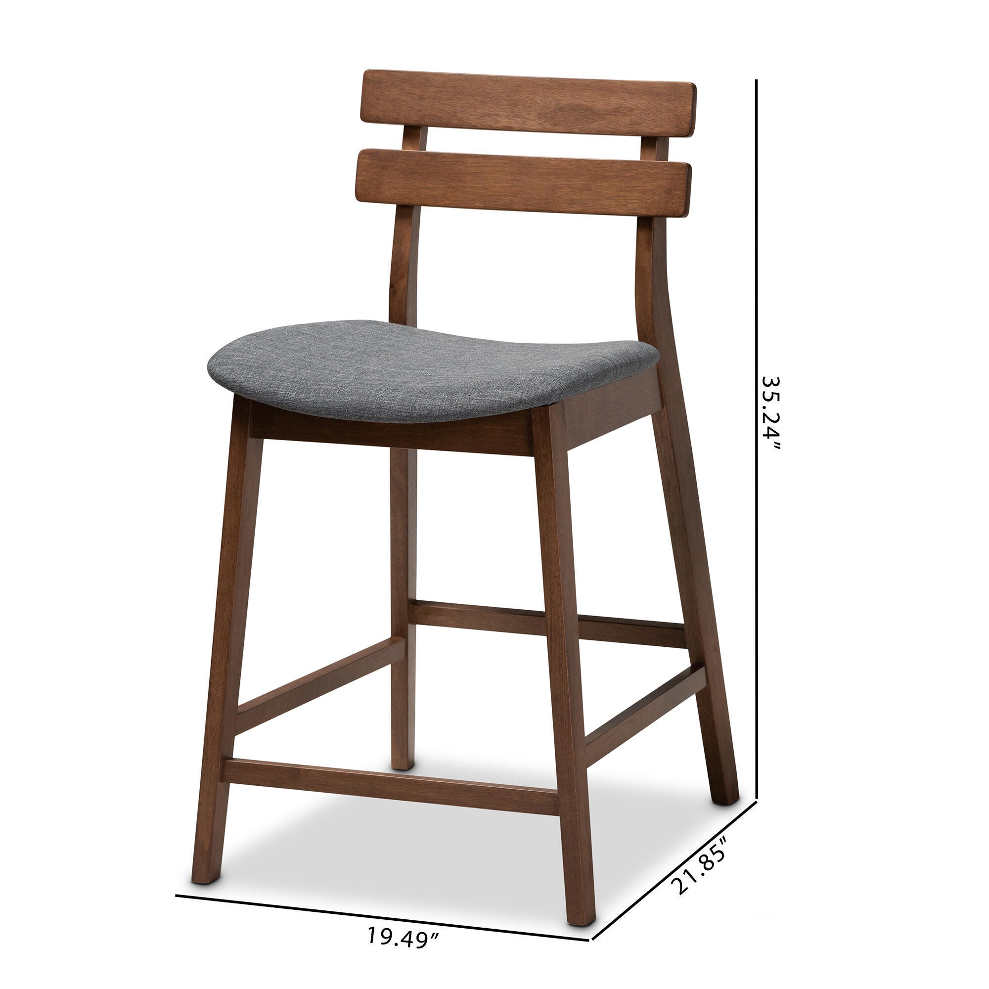 Larine Dark Gray Fabric Upholstered Walnut Finished 2-Piece Wood Counter Stool Set, Dark Gray, large