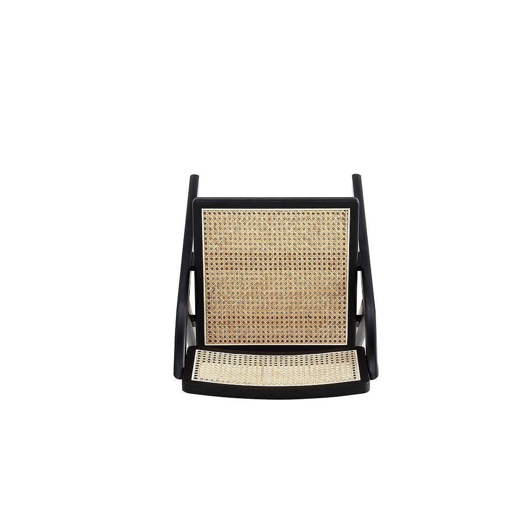 Manhattan Comfort Lambinet Dining Chair (Set of 4), Black/Natural Cane, large