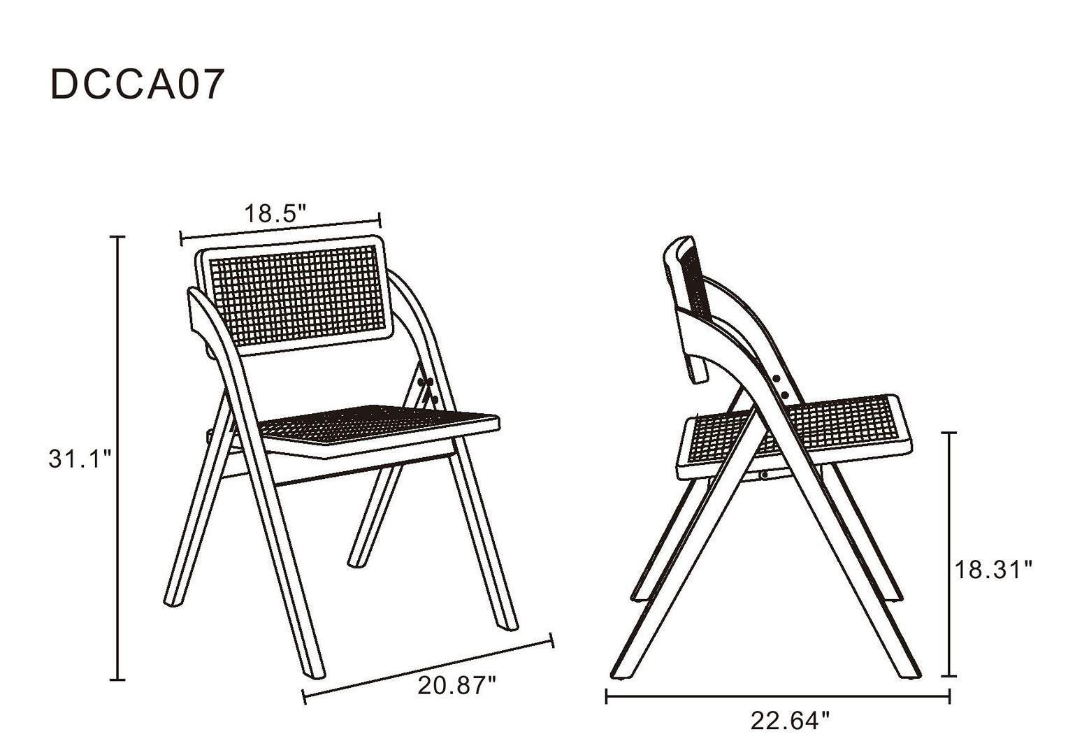 Manhattan Comfort Lambinet Dining Chair (Set of 4), Black/Natural Cane, large