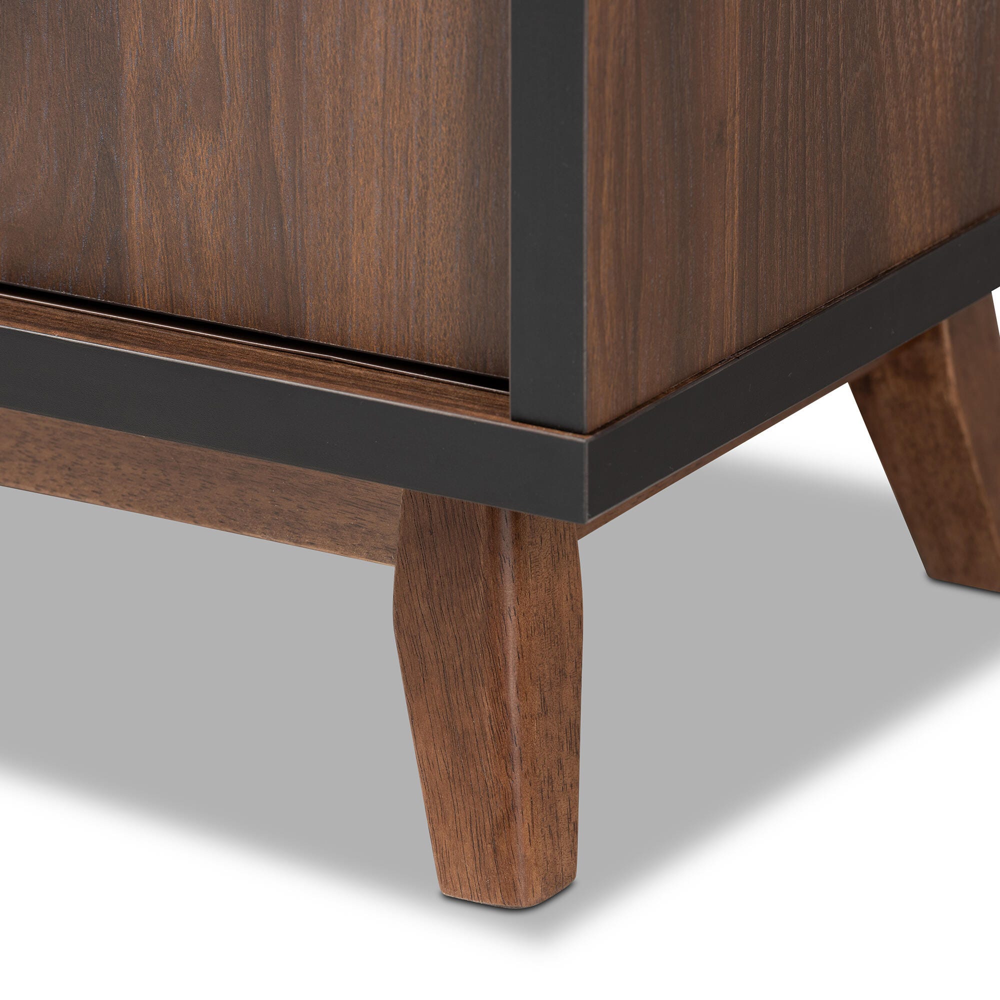 Margo Two-Tone Walnut Brown and Black Finished Wood Wine Storage Cabinet, , large