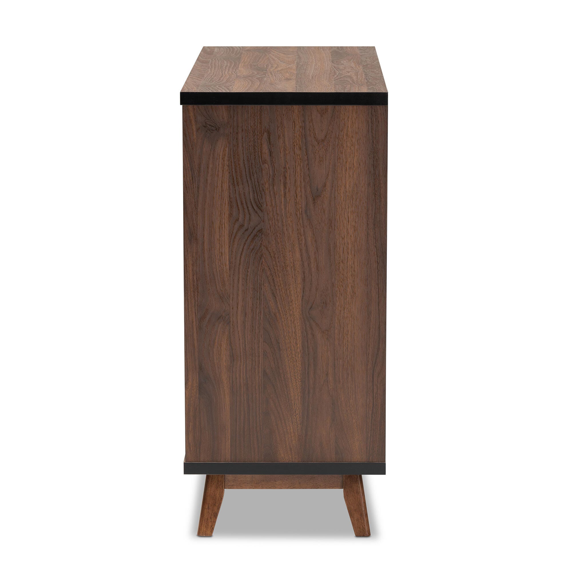Margo Two-Tone Walnut Brown and Black Finished Wood Wine Storage Cabinet, , large