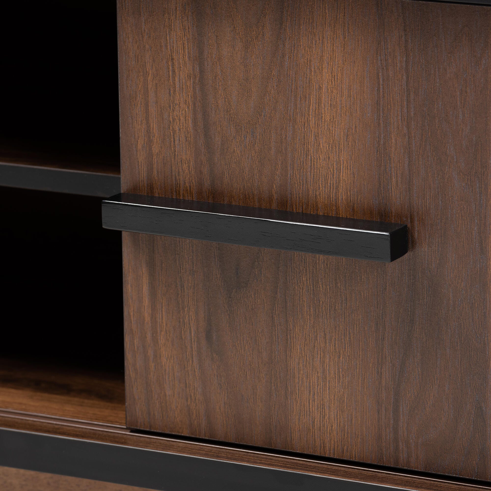 Margo Two-Tone Walnut Brown and Black Finished Wood Wine Storage Cabinet, , large