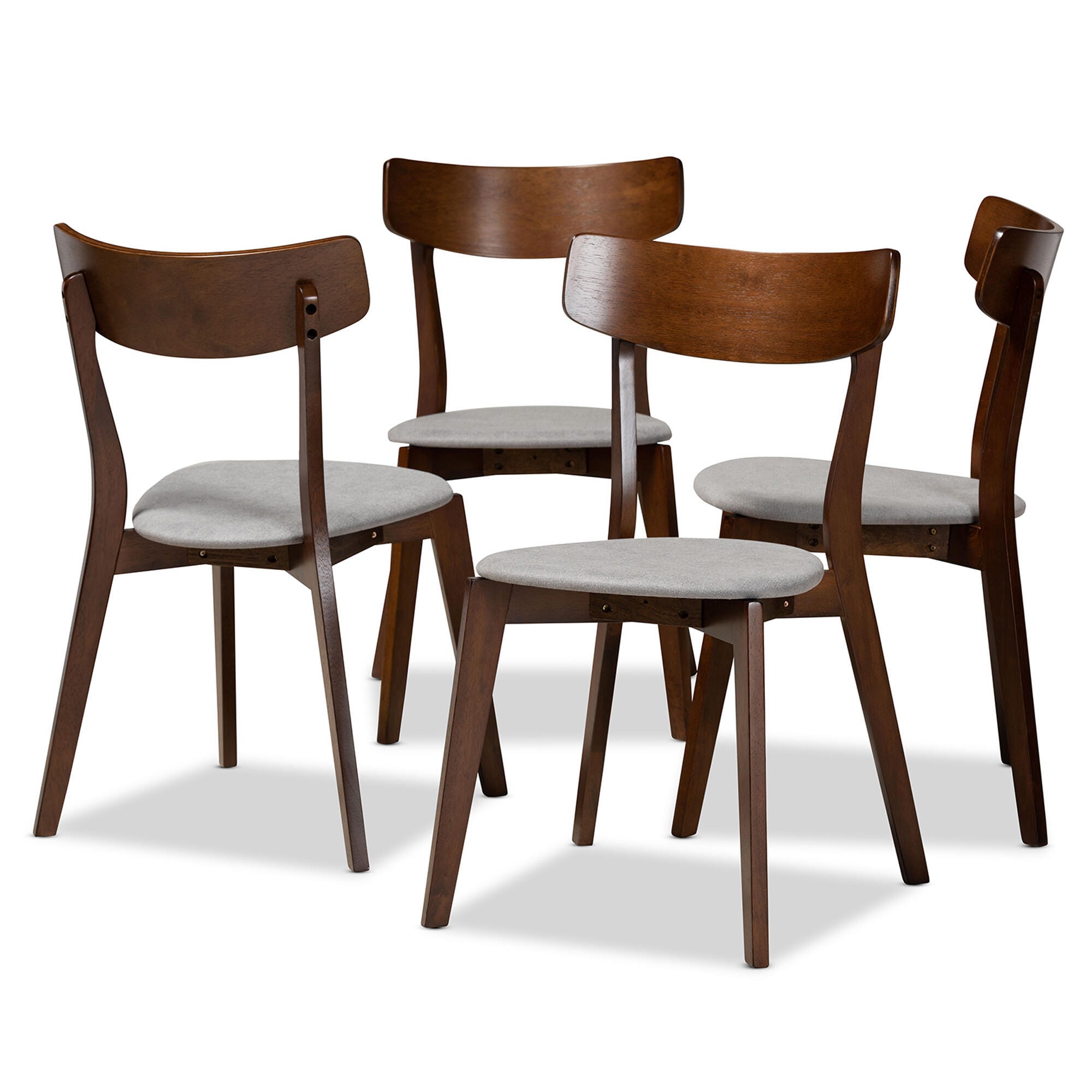 Iora Transitional Light Gray Fabric Upholstered and Walnut Brown Finished Wood 4-Piece Dining Chair Set, Gray, large